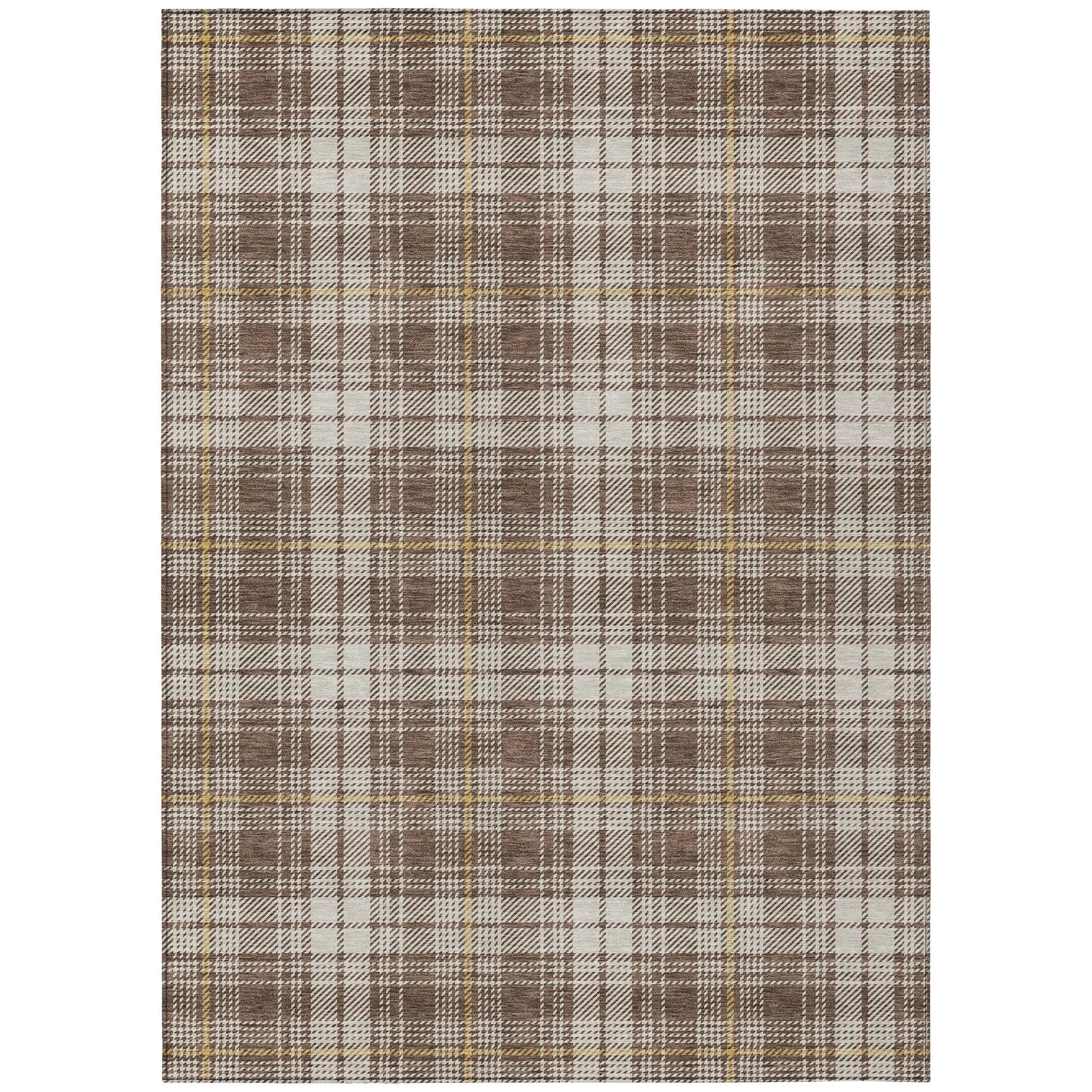Machine Washable Indoor/ Outdoor Plaid Chantille Rug