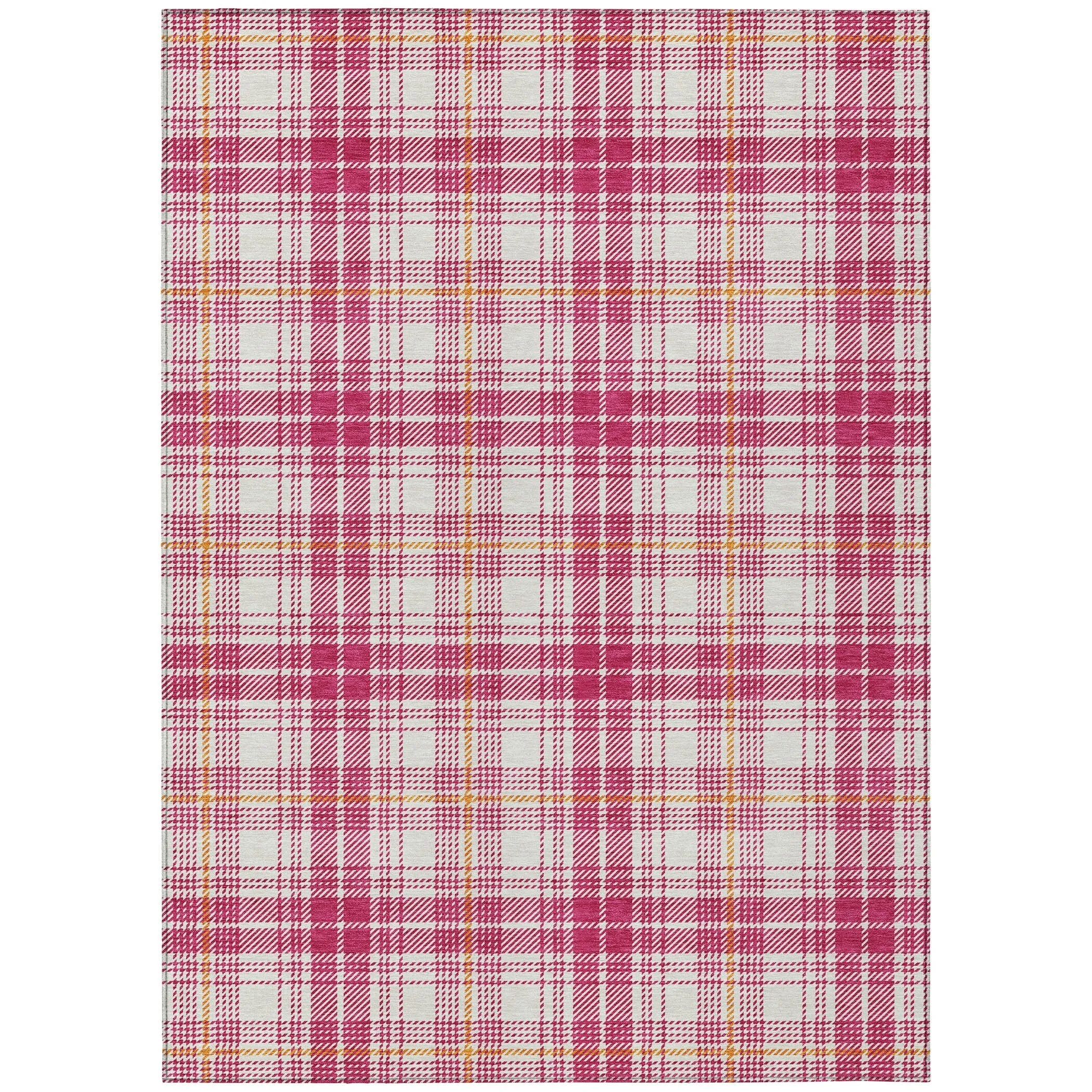 Machine Washable Indoor/ Outdoor Plaid Chantille Rug