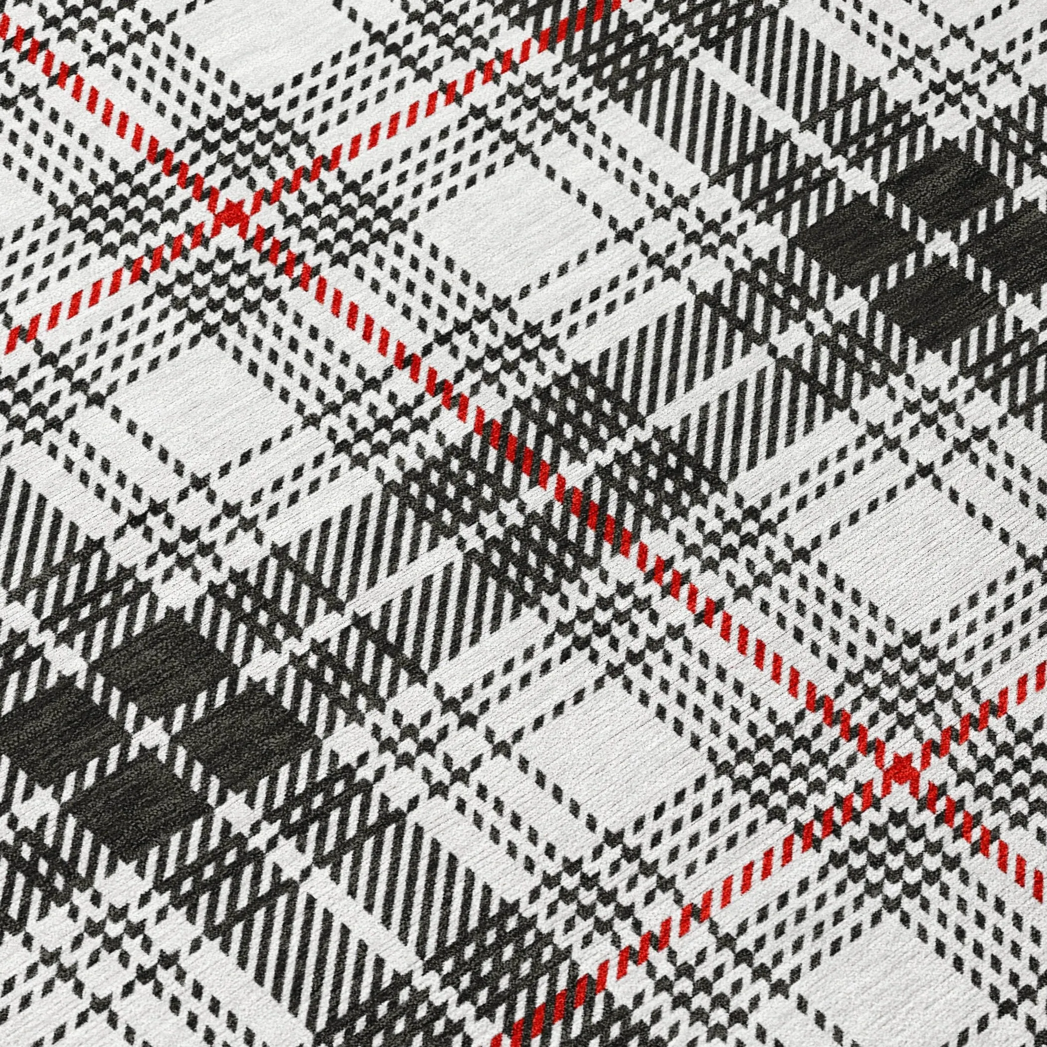 Machine Washable Indoor/ Outdoor Plaid Chantille Rug