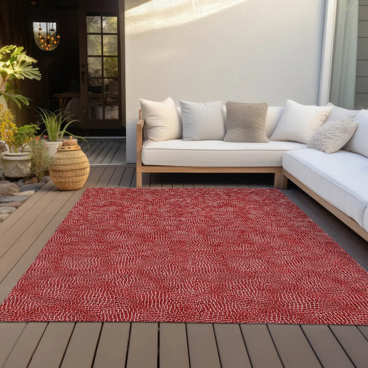 Machine Washable Indoor/ Outdoor Solid Modern Chantille Rug