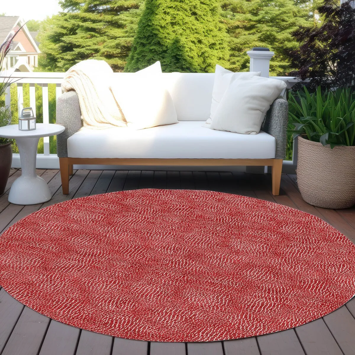 Machine Washable Indoor/ Outdoor Solid Modern Chantille Rug