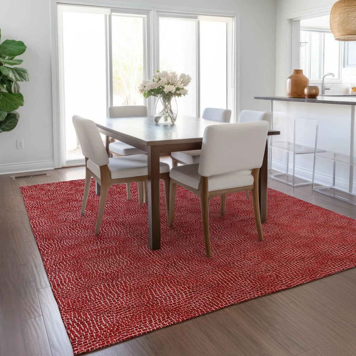Machine Washable Indoor/ Outdoor Solid Modern Chantille Rug