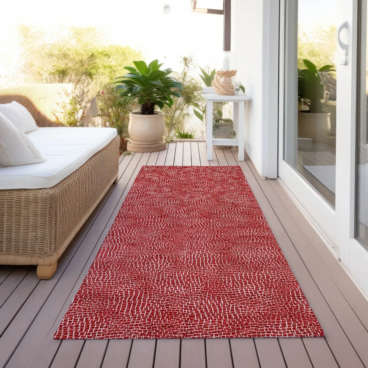 Machine Washable Indoor/ Outdoor Solid Modern Chantille Rug