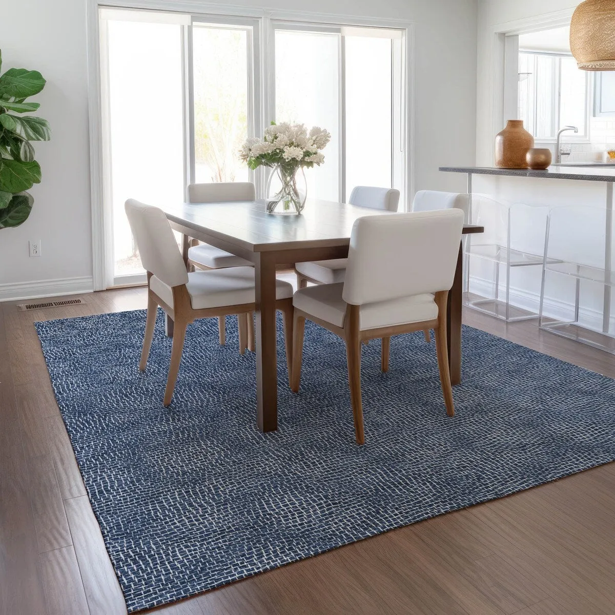 Machine Washable Indoor/ Outdoor Solid Modern Chantille Rug