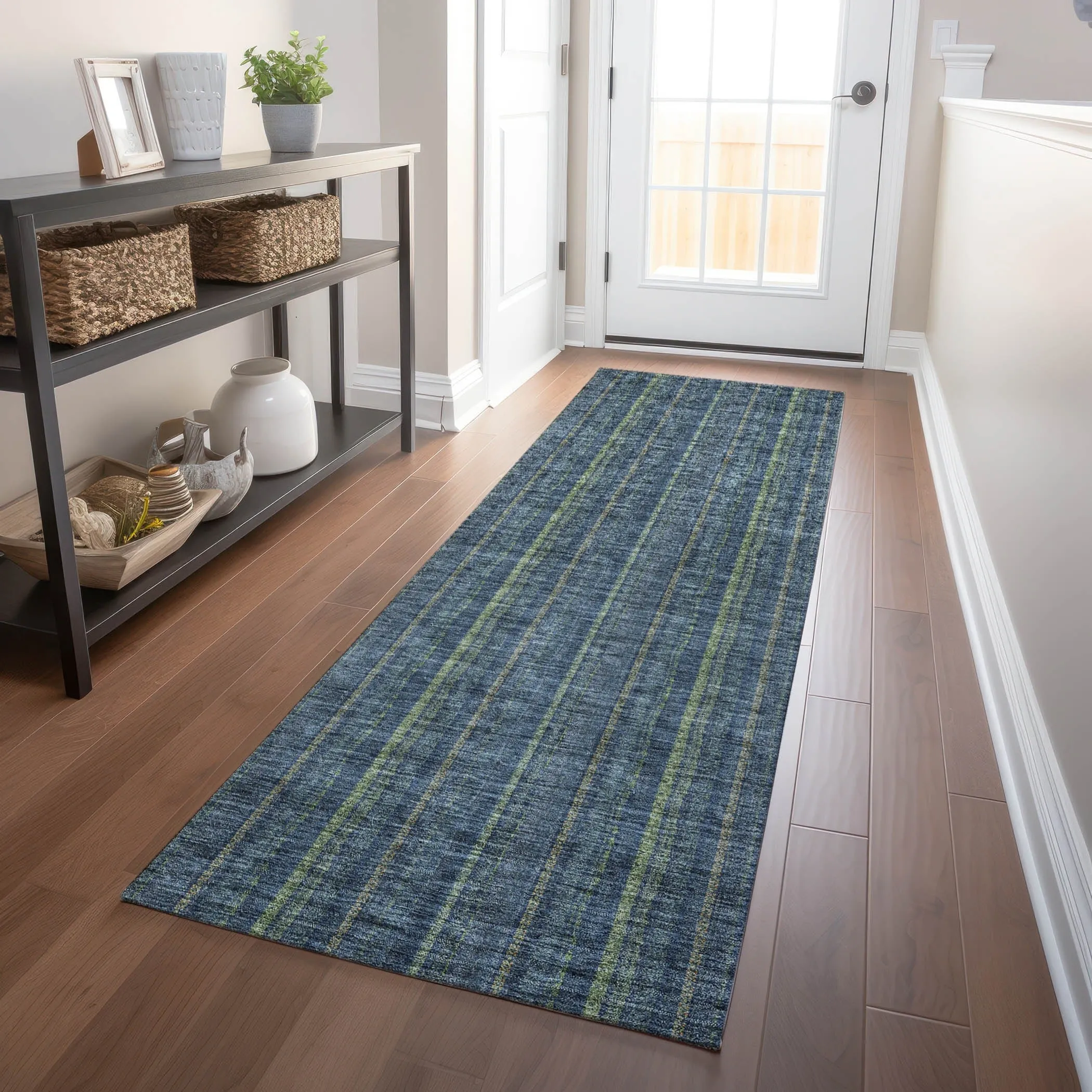 Machine Washable Indoor/ Outdoor Stripe Chantille Rug