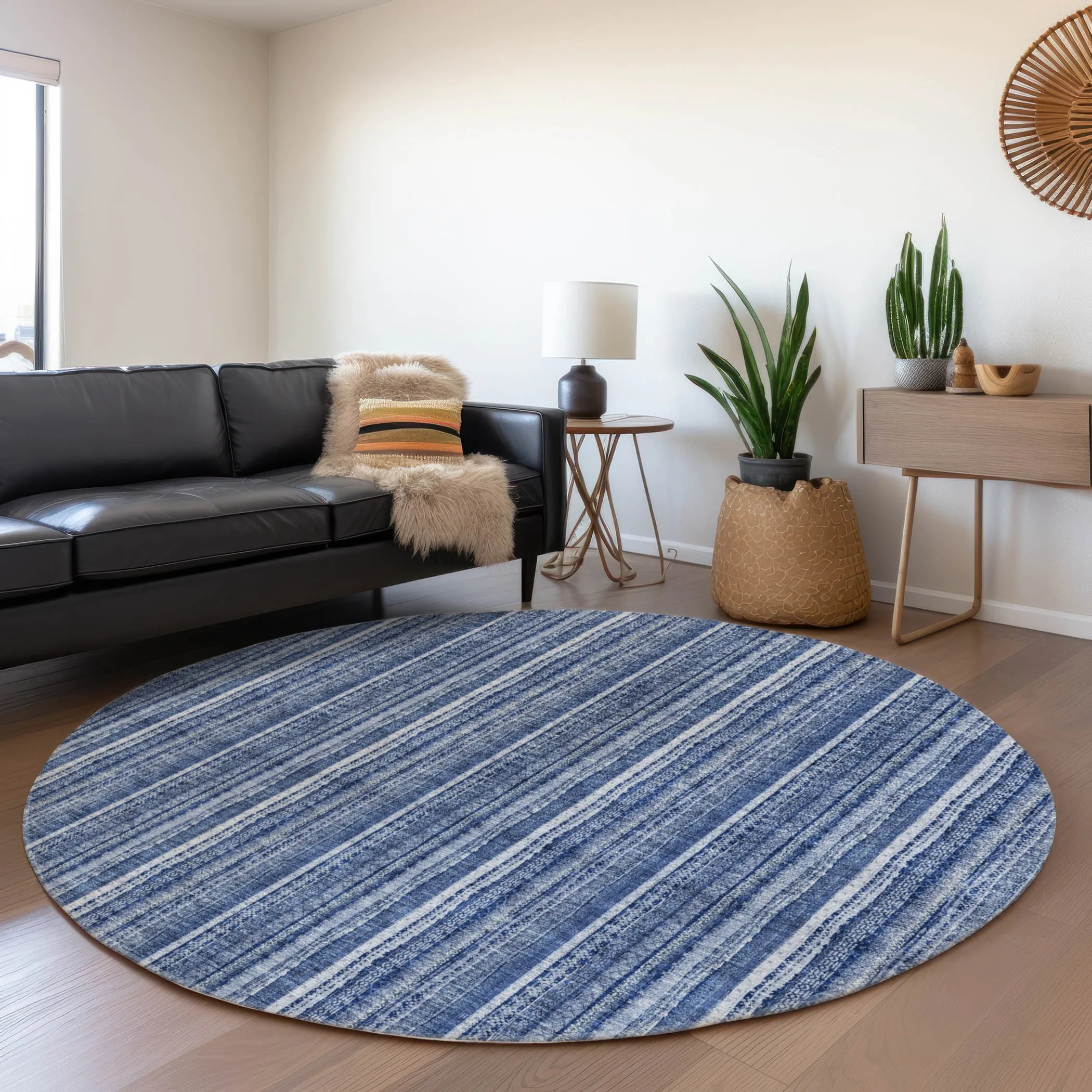 Machine Washable Indoor/ Outdoor Stripe Chantille Rug