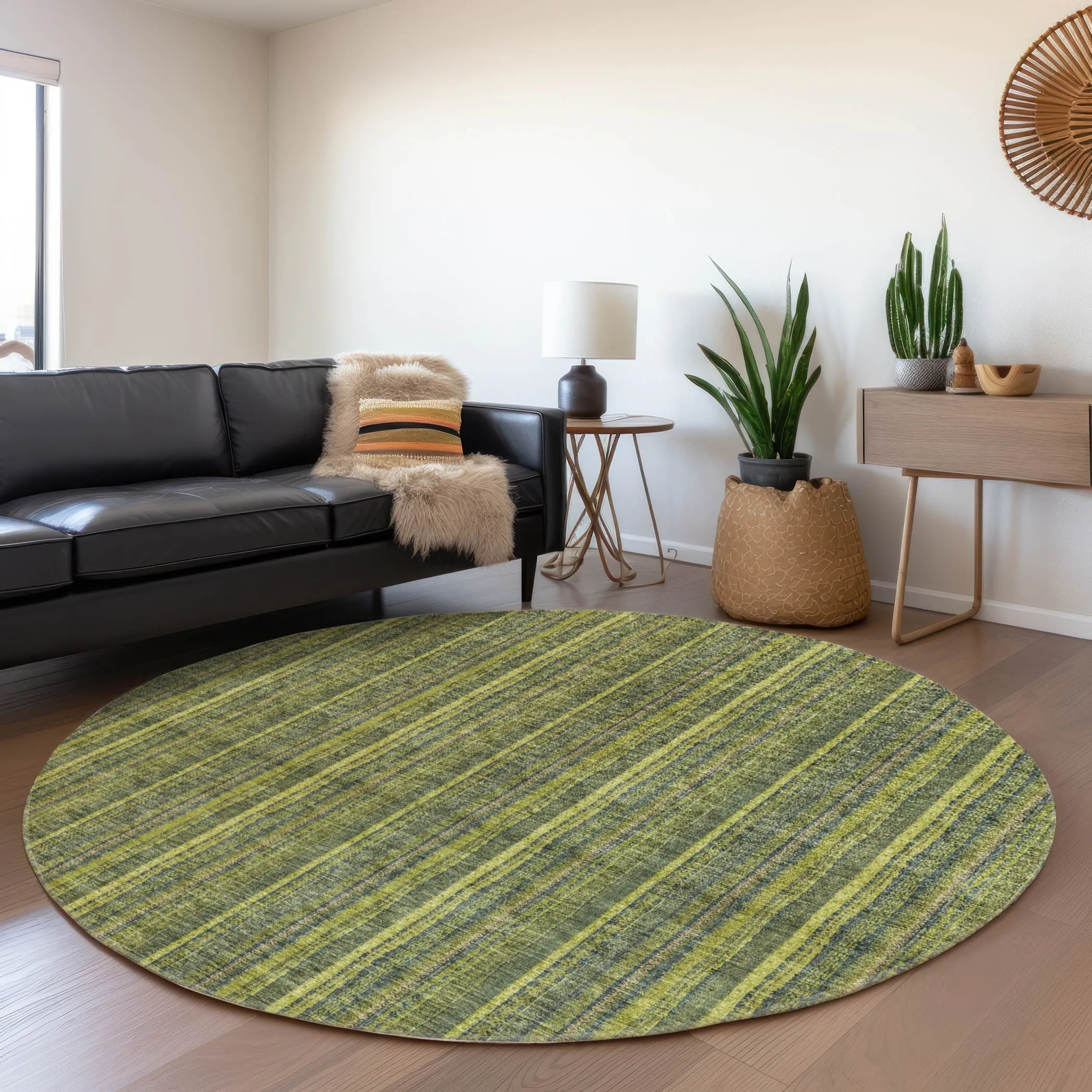 Machine Washable Indoor/ Outdoor Stripe Chantille Rug