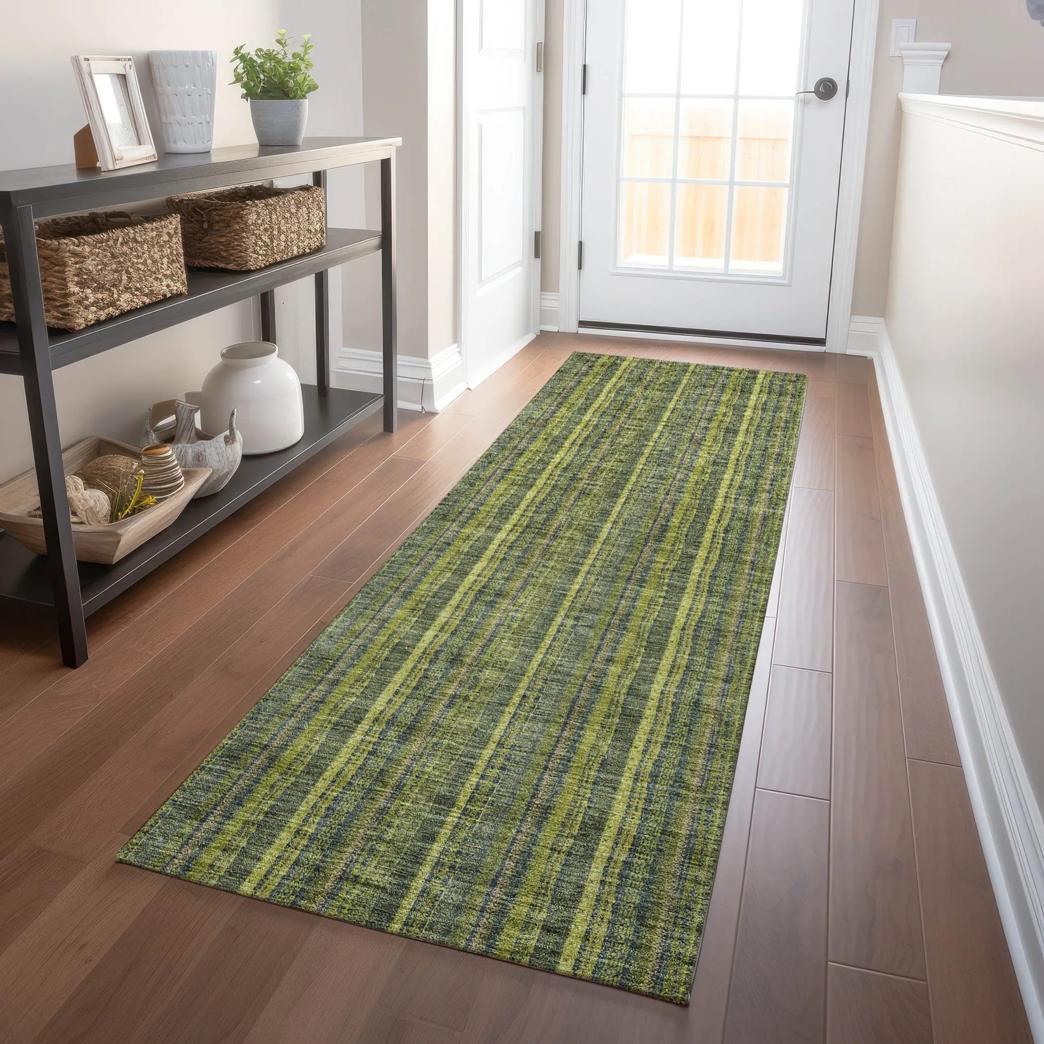 Machine Washable Indoor/ Outdoor Stripe Chantille Rug