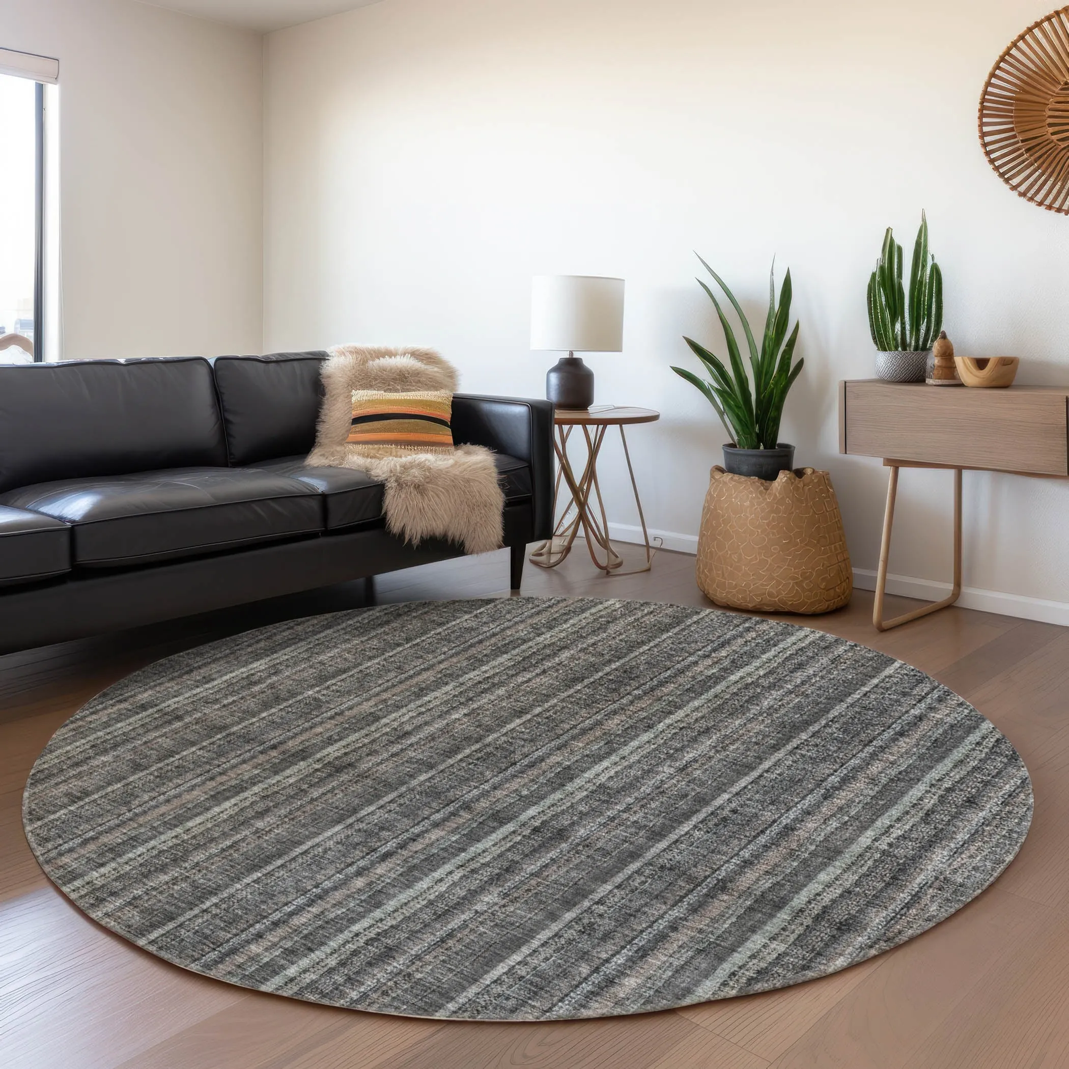 Machine Washable Indoor/ Outdoor Stripe Chantille Rug
