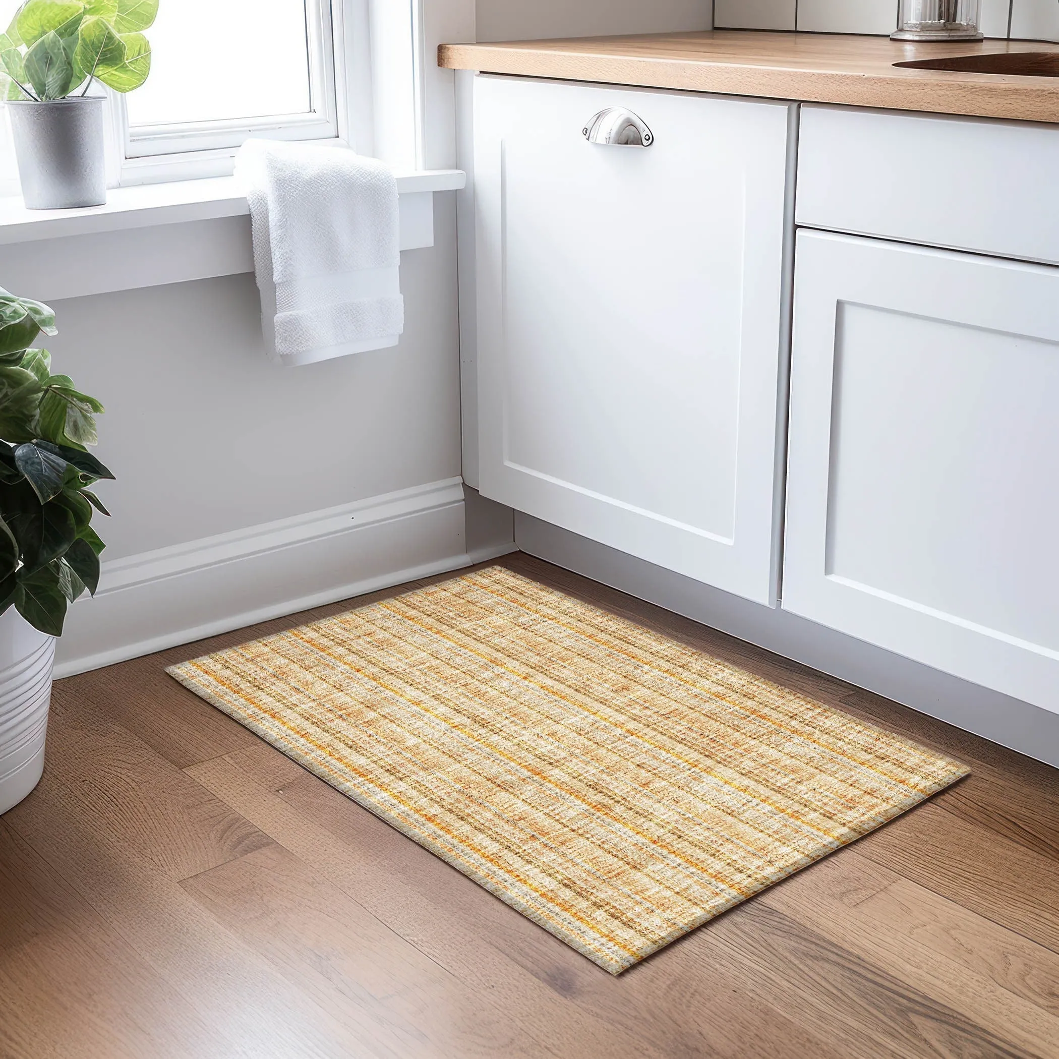 Machine Washable Indoor/ Outdoor Stripe Chantille Rug