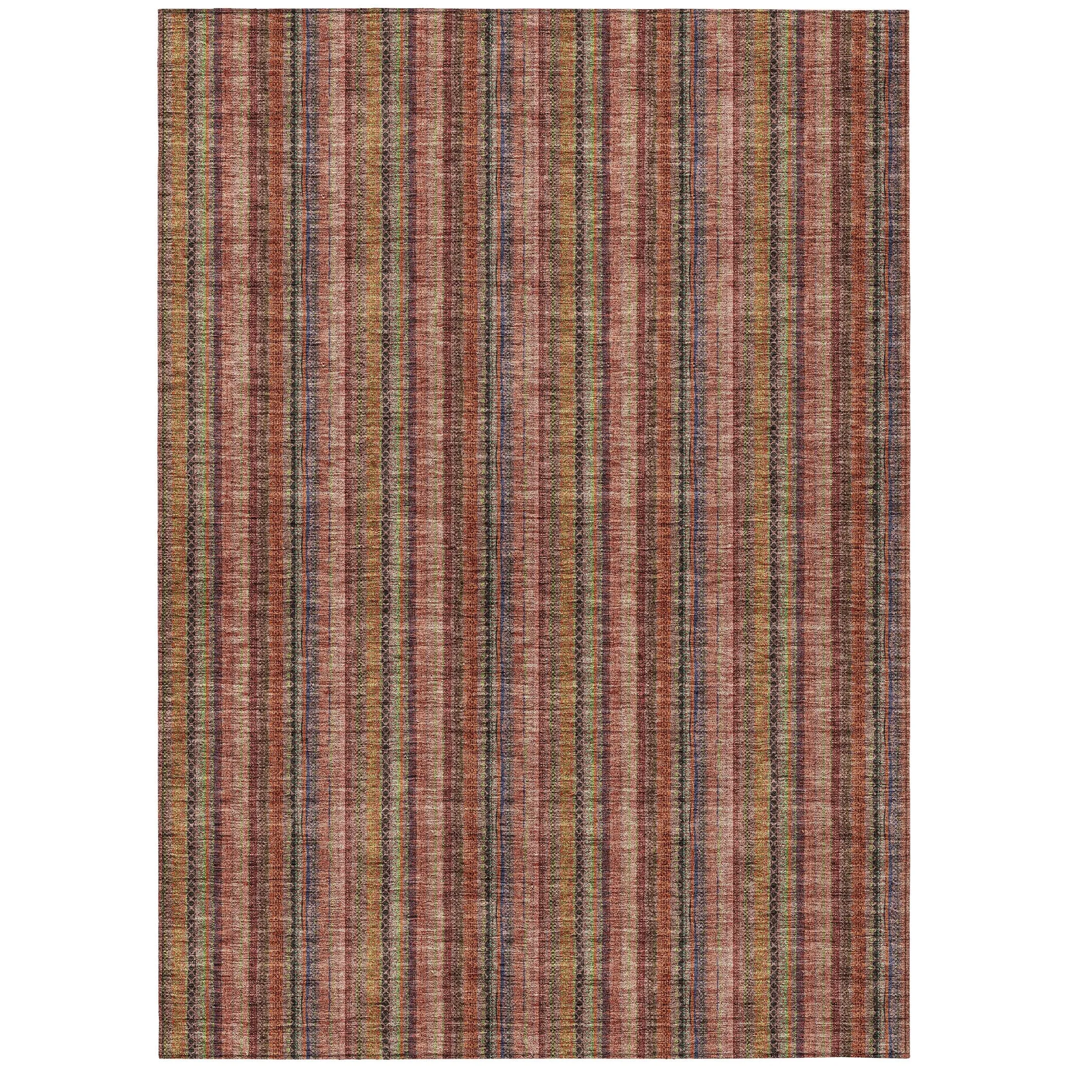 Machine Washable Indoor/ Outdoor Stripe Chantille Rug