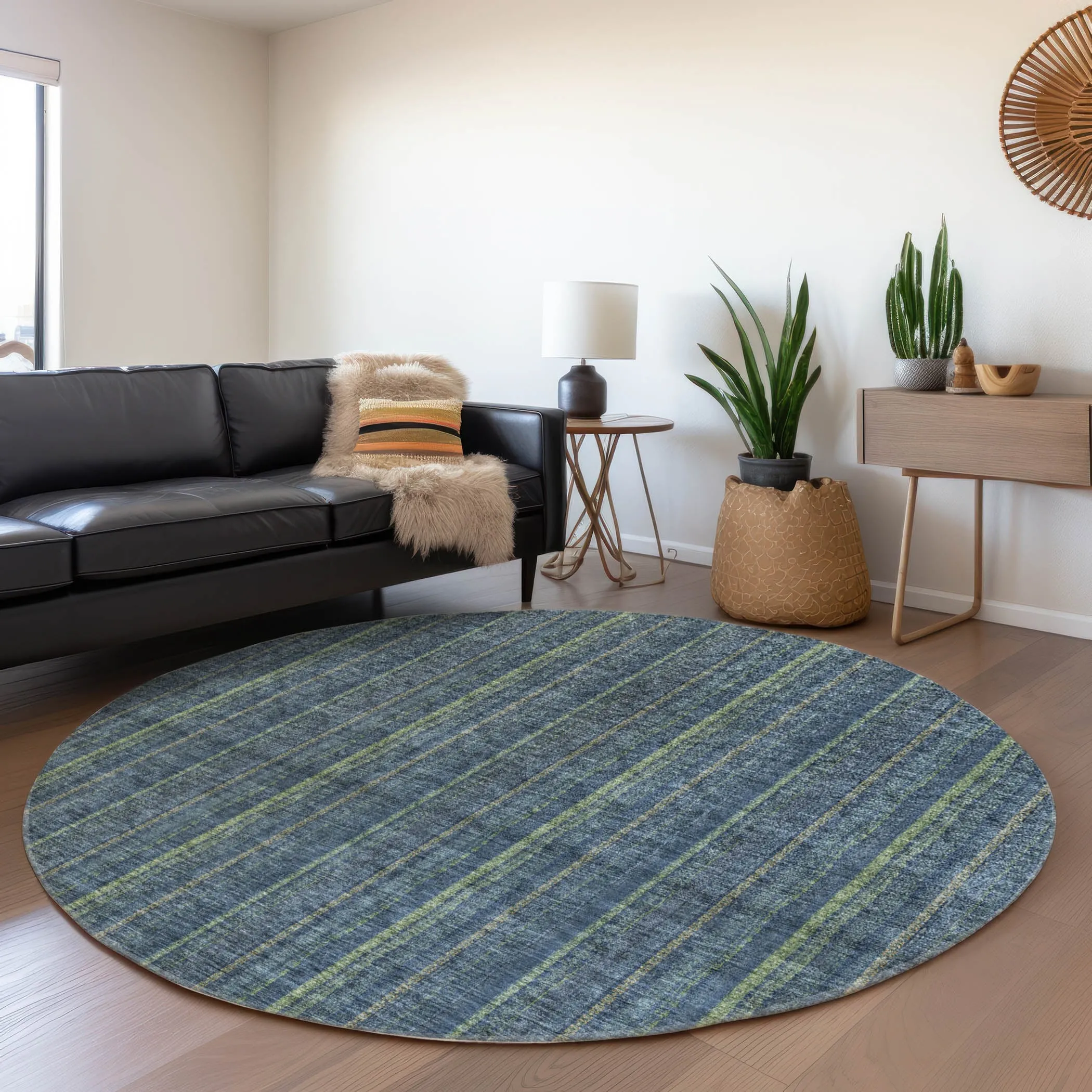 Machine Washable Indoor/ Outdoor Stripe Chantille Rug