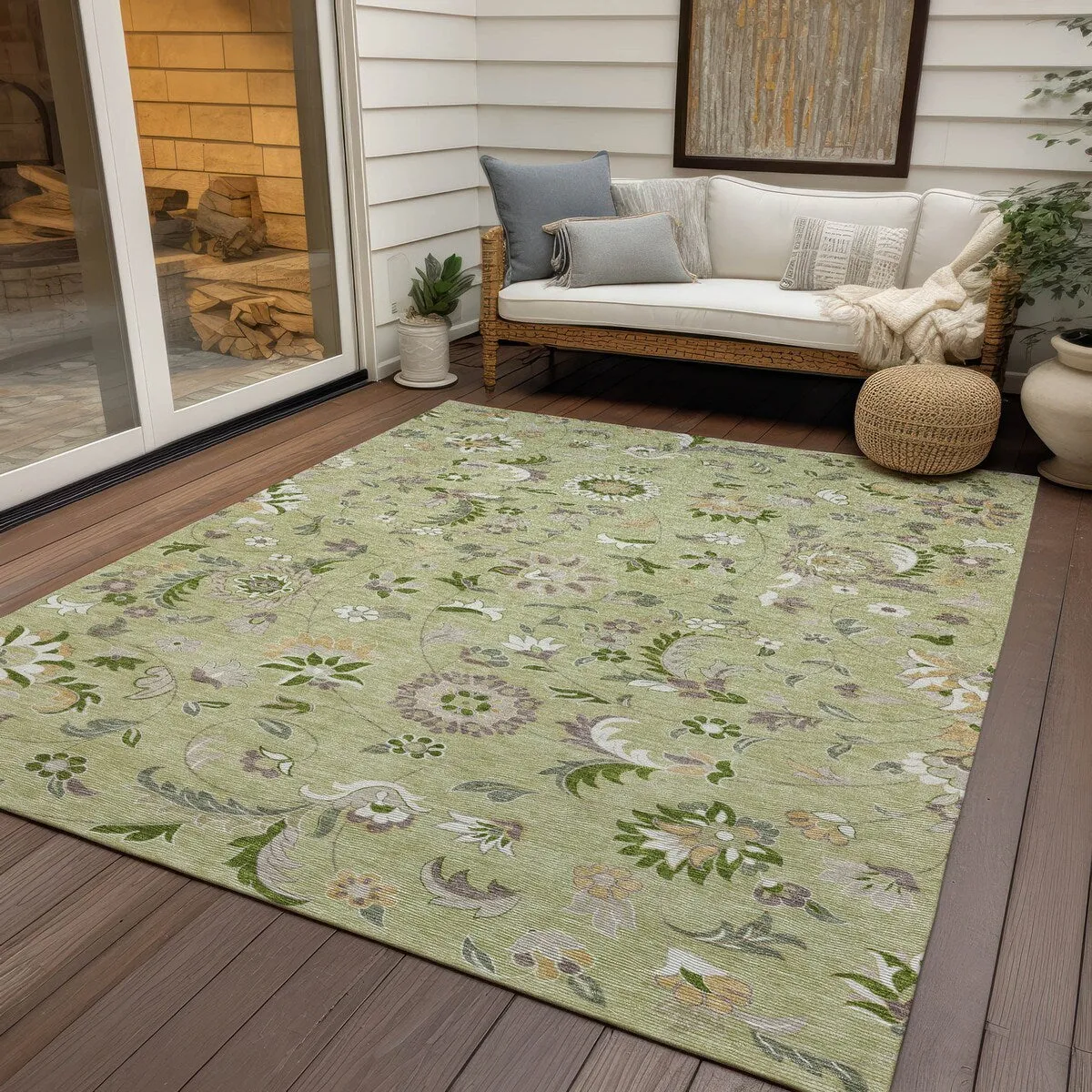 Machine Washable Indoor/ Outdoor Traditional Chantille Rug