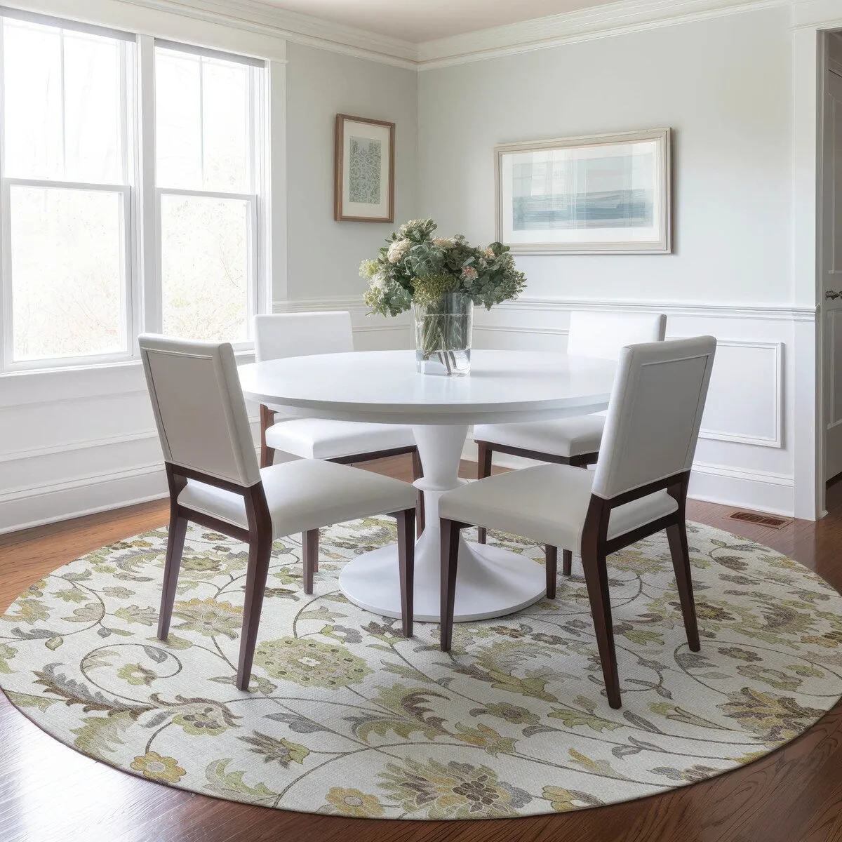 Machine Washable Indoor/ Outdoor Traditional Chantille Rug