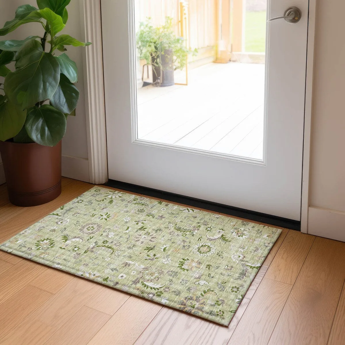 Machine Washable Indoor/ Outdoor Traditional Chantille Rug