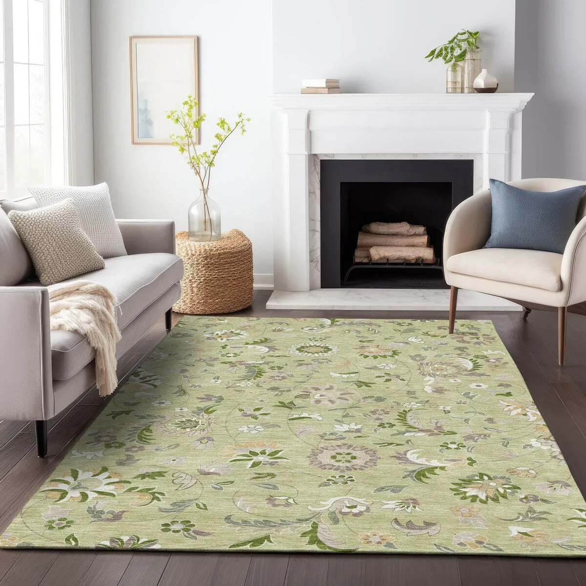 Machine Washable Indoor/ Outdoor Traditional Chantille Rug