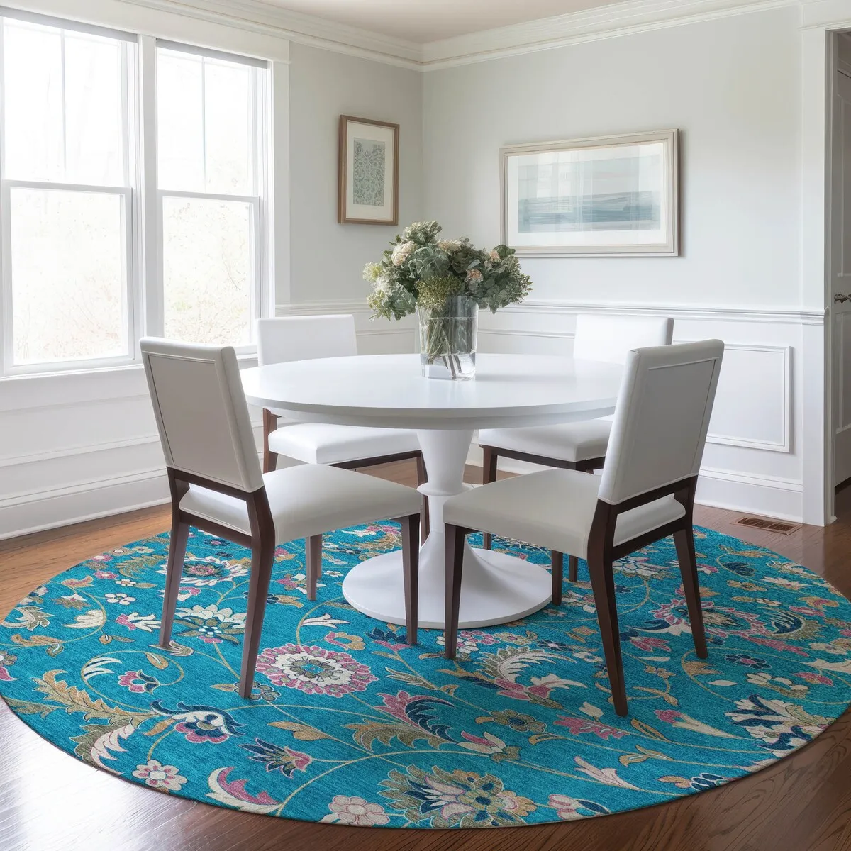 Machine Washable Indoor/ Outdoor Traditional Chantille Rug