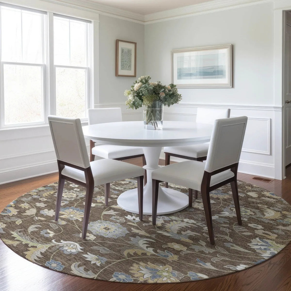 Machine Washable Indoor/ Outdoor Traditional Chantille Rug