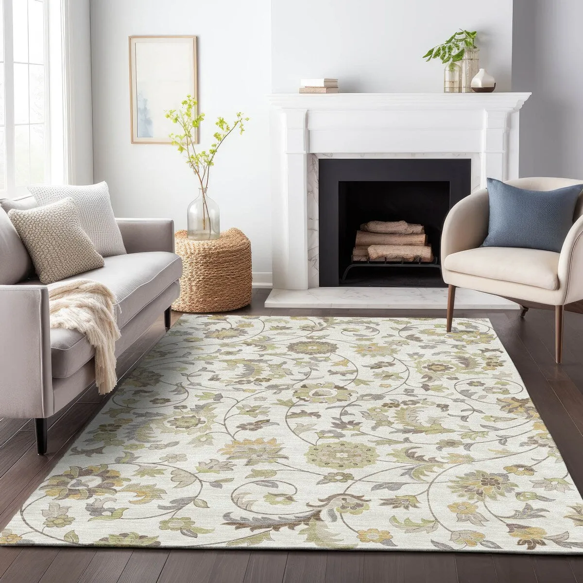 Machine Washable Indoor/ Outdoor Traditional Chantille Rug