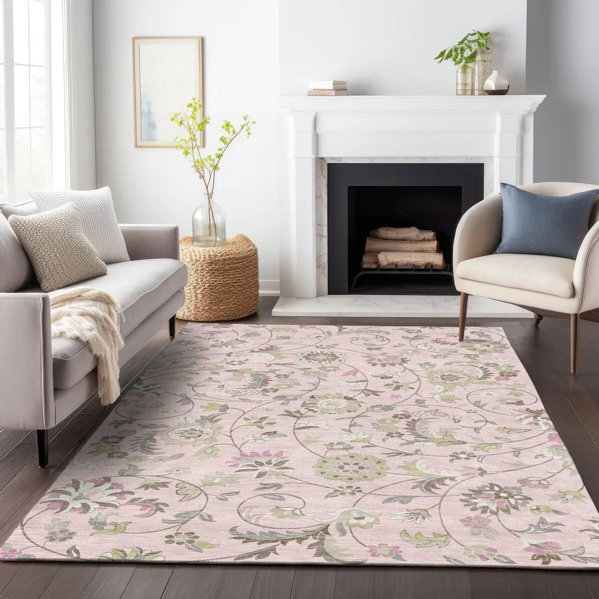 Machine Washable Indoor/ Outdoor Traditional Chantille Rug