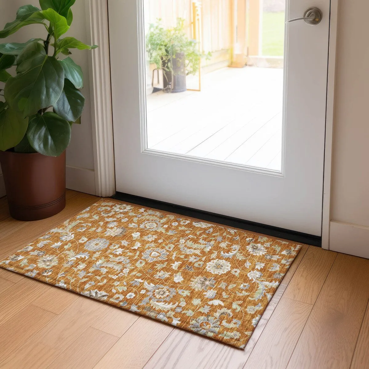 Machine Washable Indoor/ Outdoor Traditional Chantille Rug