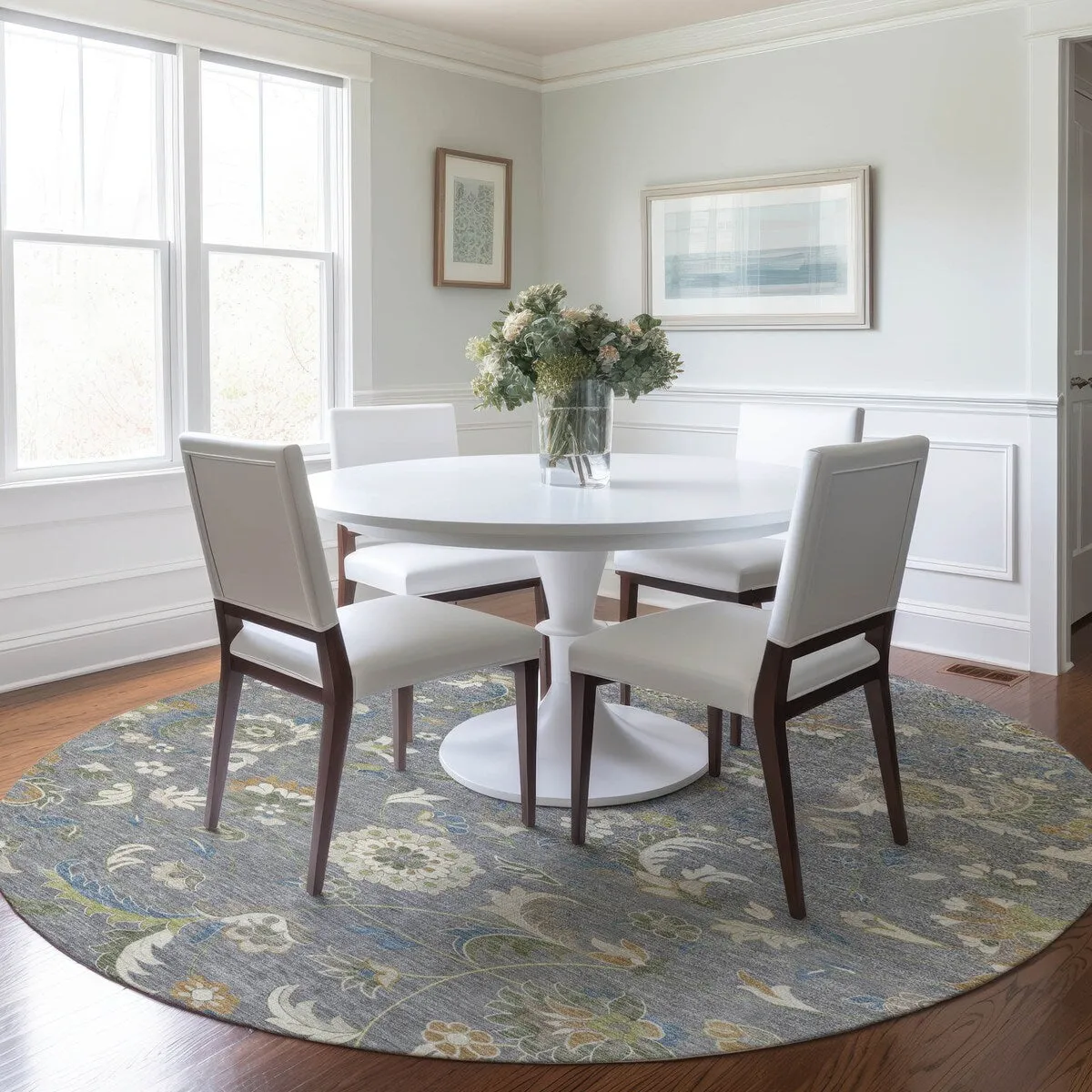 Machine Washable Indoor/ Outdoor Traditional Chantille Rug