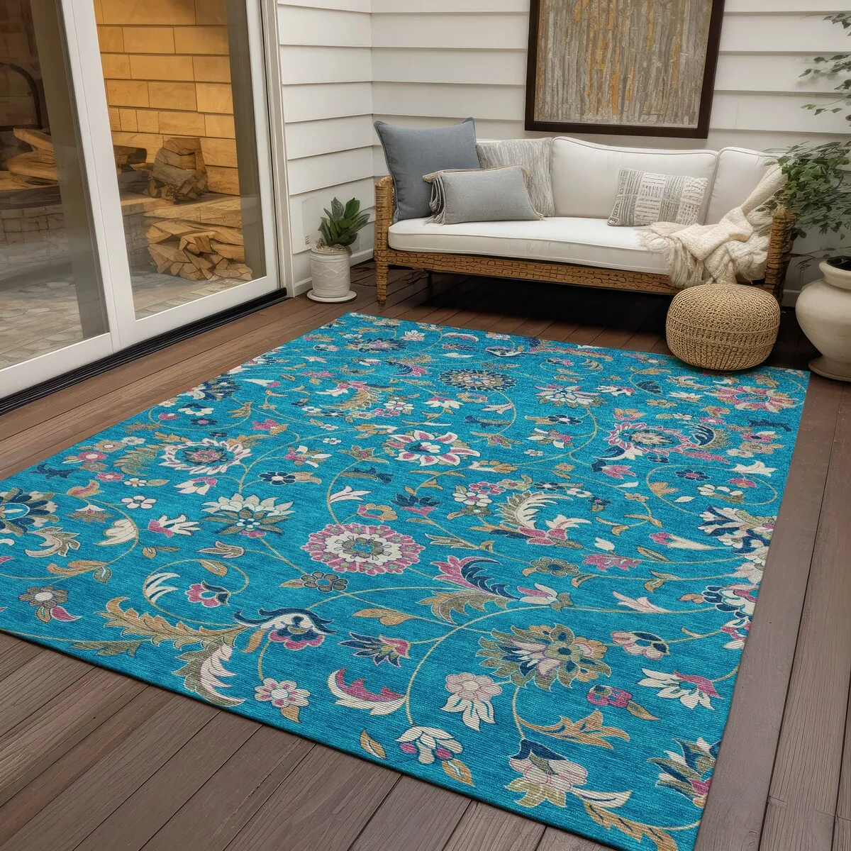 Machine Washable Indoor/ Outdoor Traditional Chantille Rug