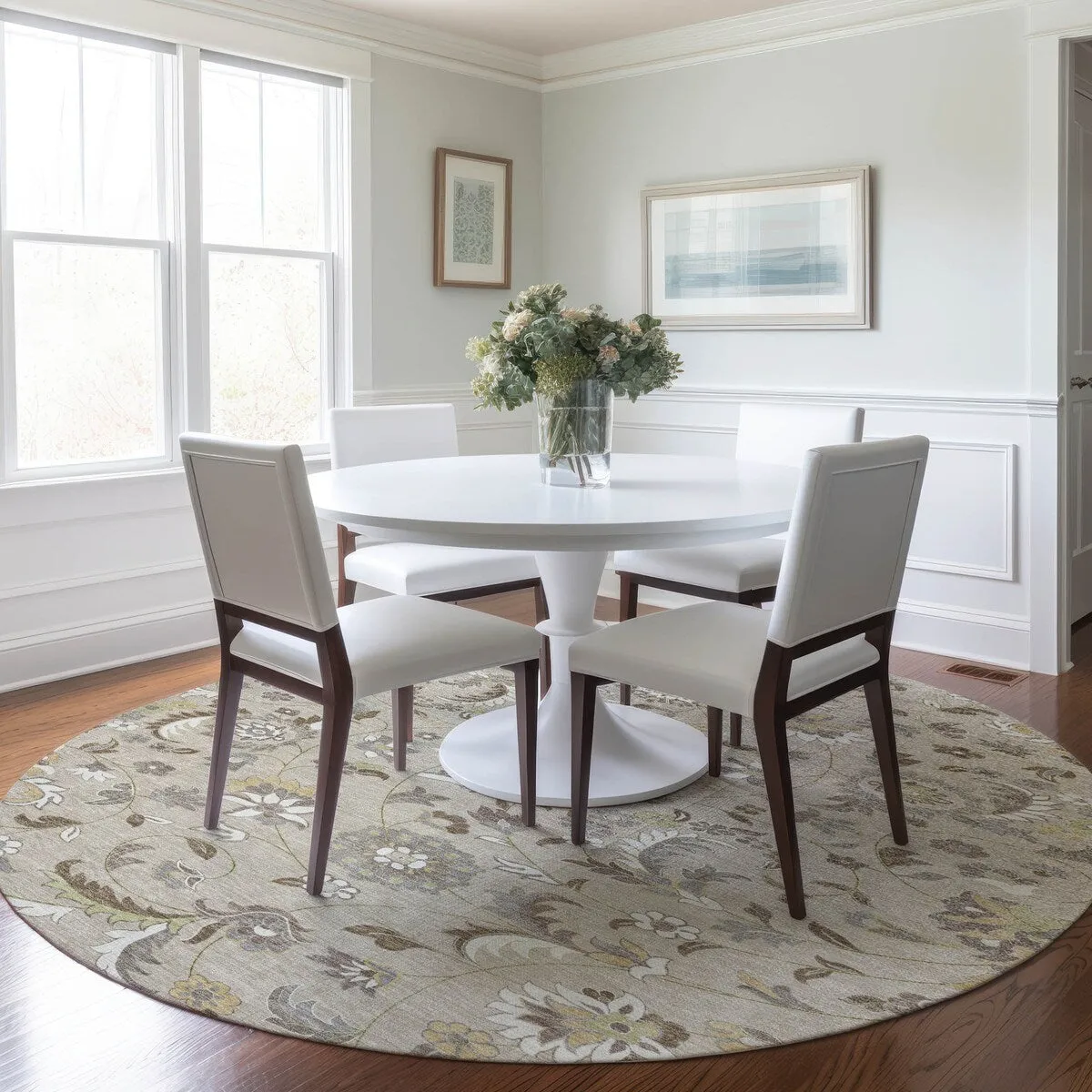 Machine Washable Indoor/ Outdoor Traditional Chantille Rug