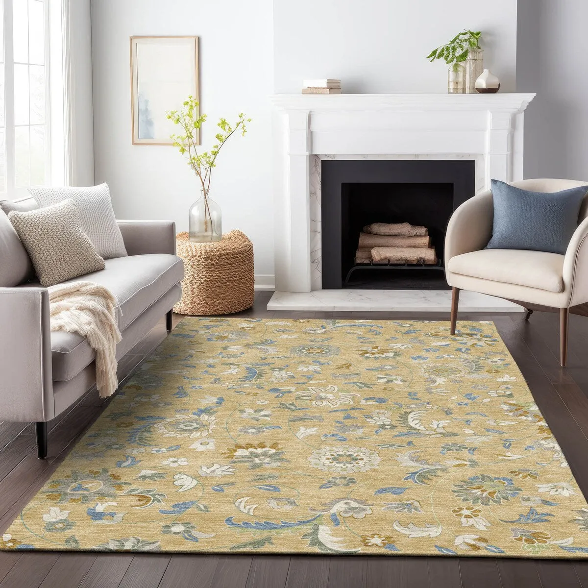 Machine Washable Indoor/ Outdoor Traditional Chantille Rug