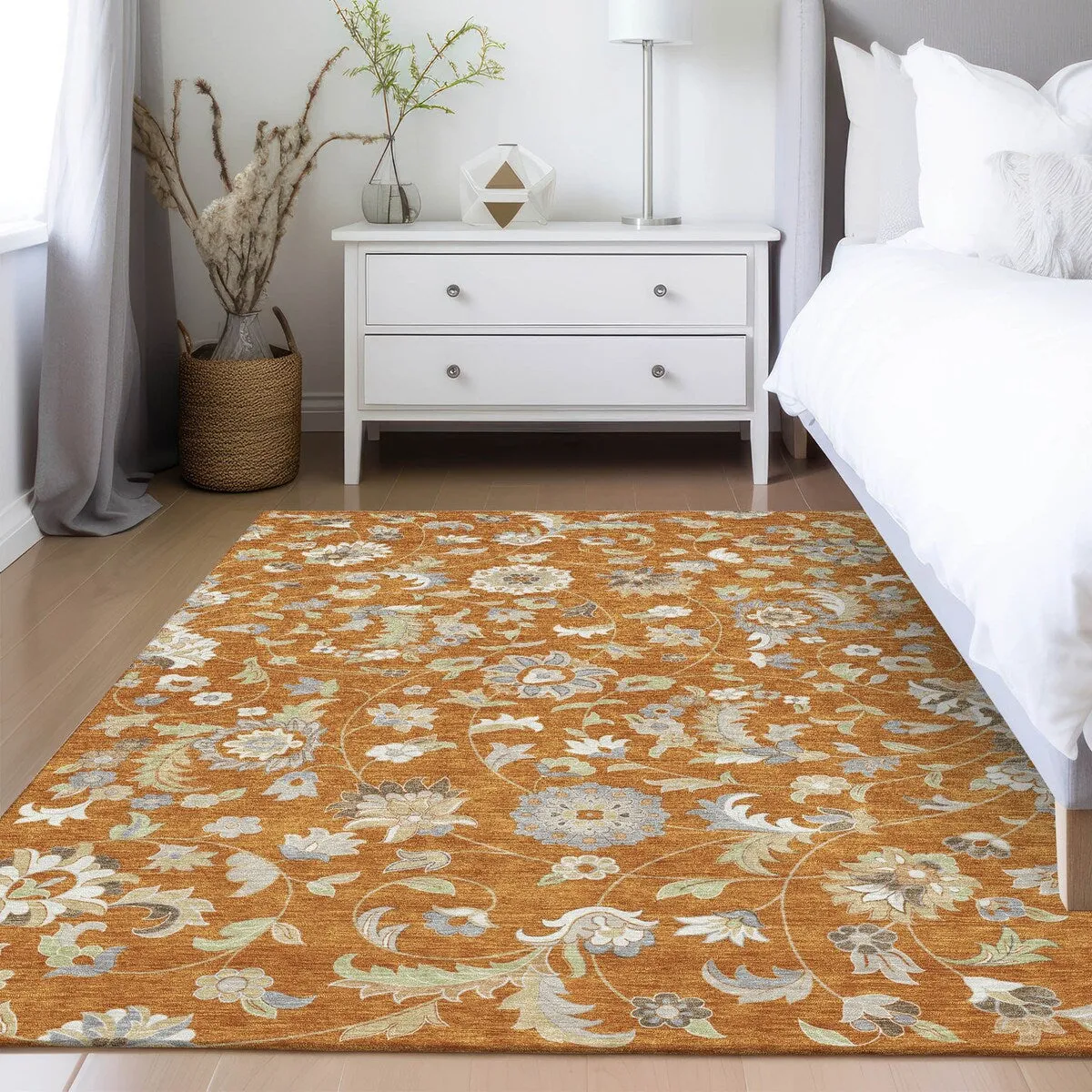 Machine Washable Indoor/ Outdoor Traditional Chantille Rug