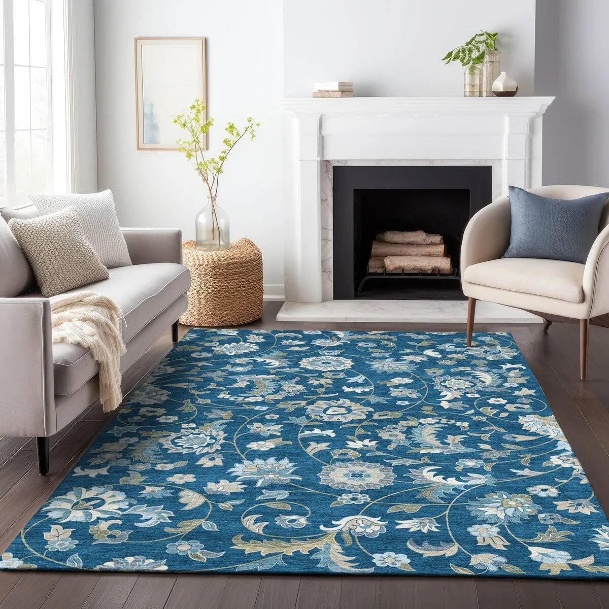 Machine Washable Indoor/ Outdoor Traditional Chantille Rug