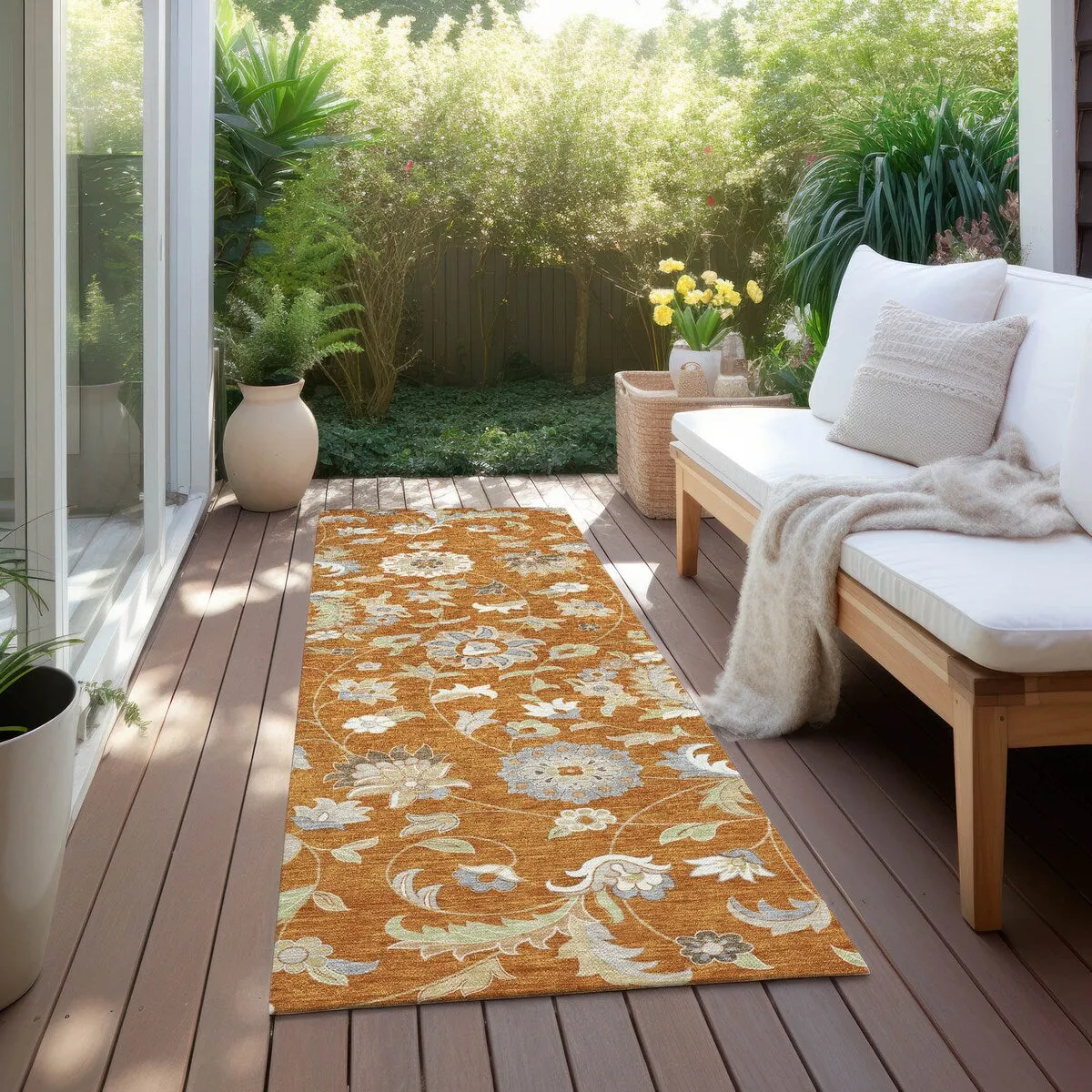 Machine Washable Indoor/ Outdoor Traditional Chantille Rug