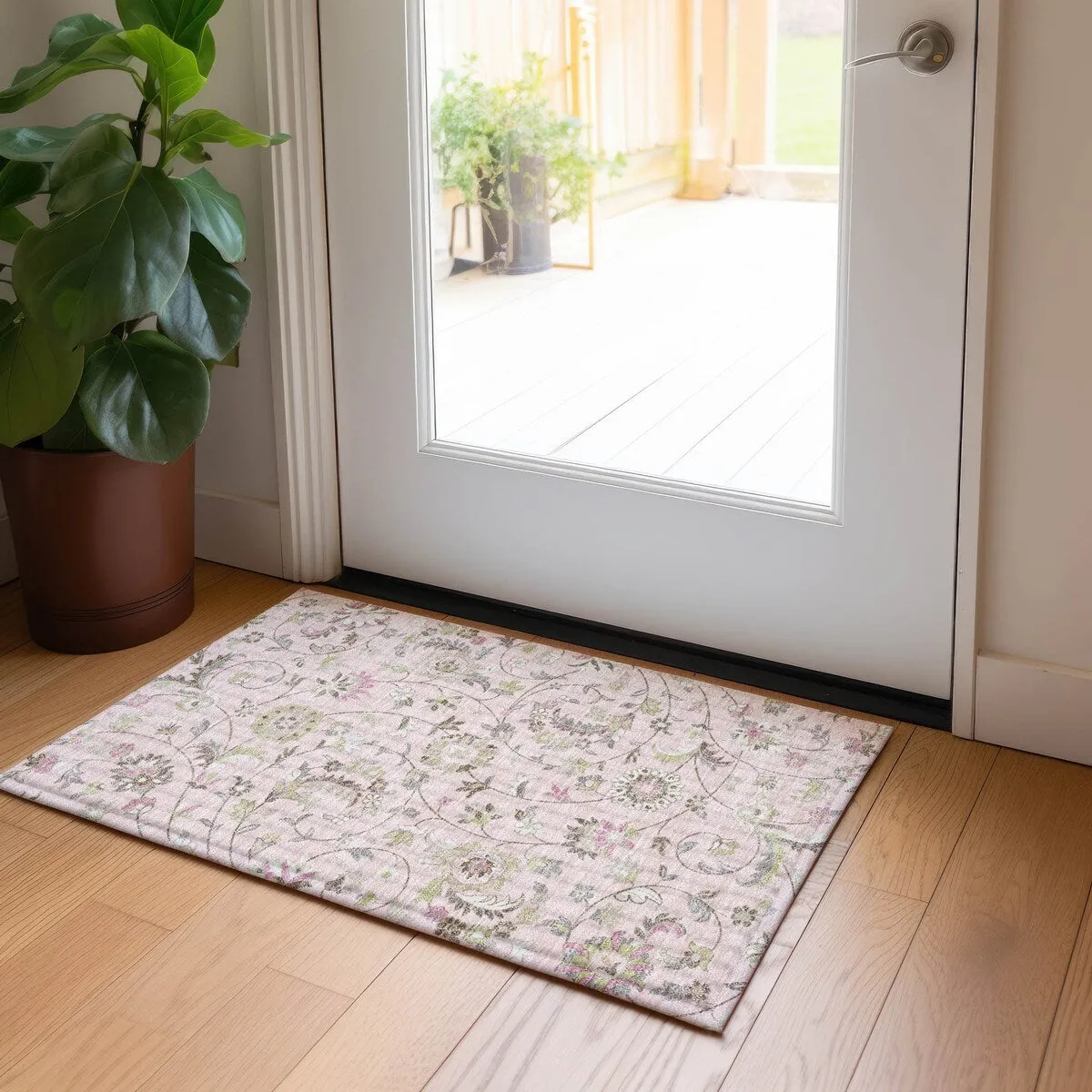 Machine Washable Indoor/ Outdoor Traditional Chantille Rug