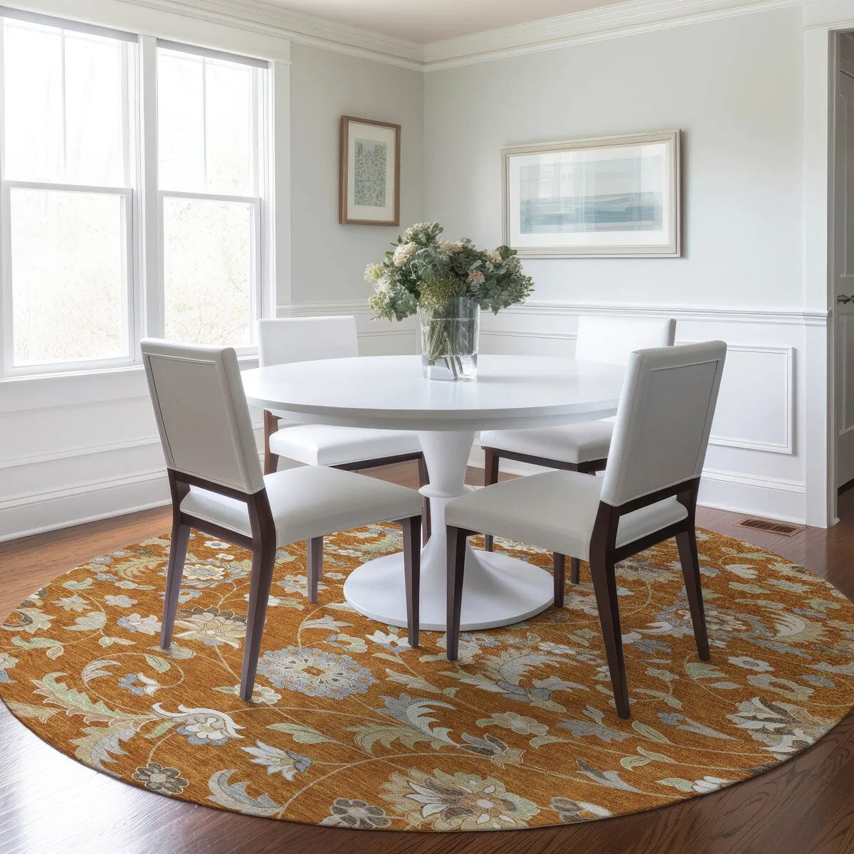 Machine Washable Indoor/ Outdoor Traditional Chantille Rug