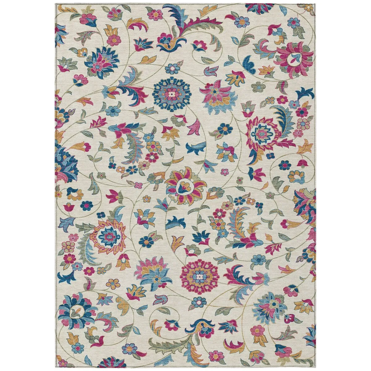 Machine Washable Indoor/ Outdoor Traditional Chantille Rug