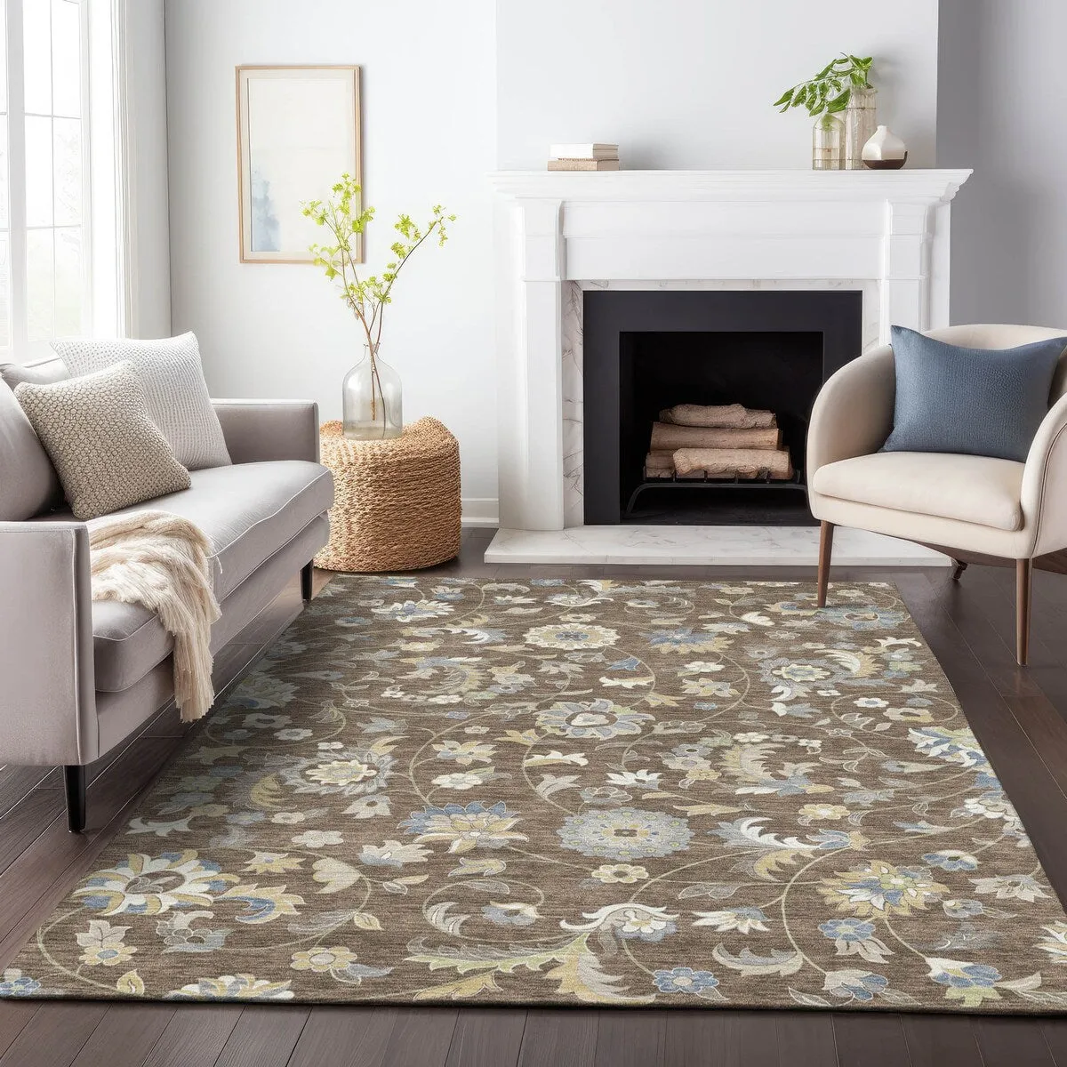 Machine Washable Indoor/ Outdoor Traditional Chantille Rug