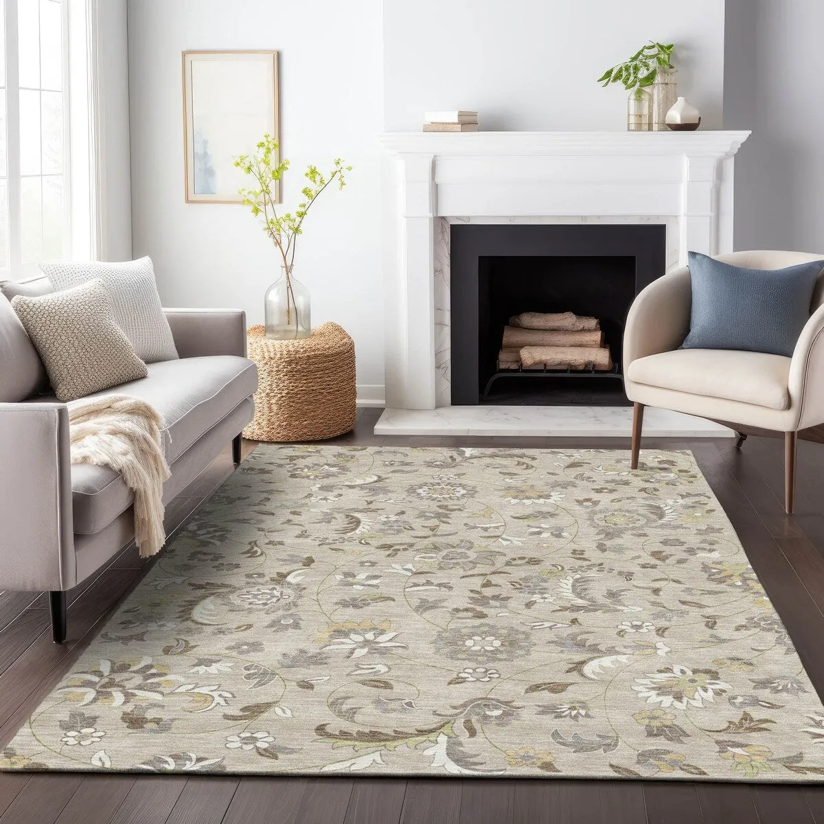 Machine Washable Indoor/ Outdoor Traditional Chantille Rug
