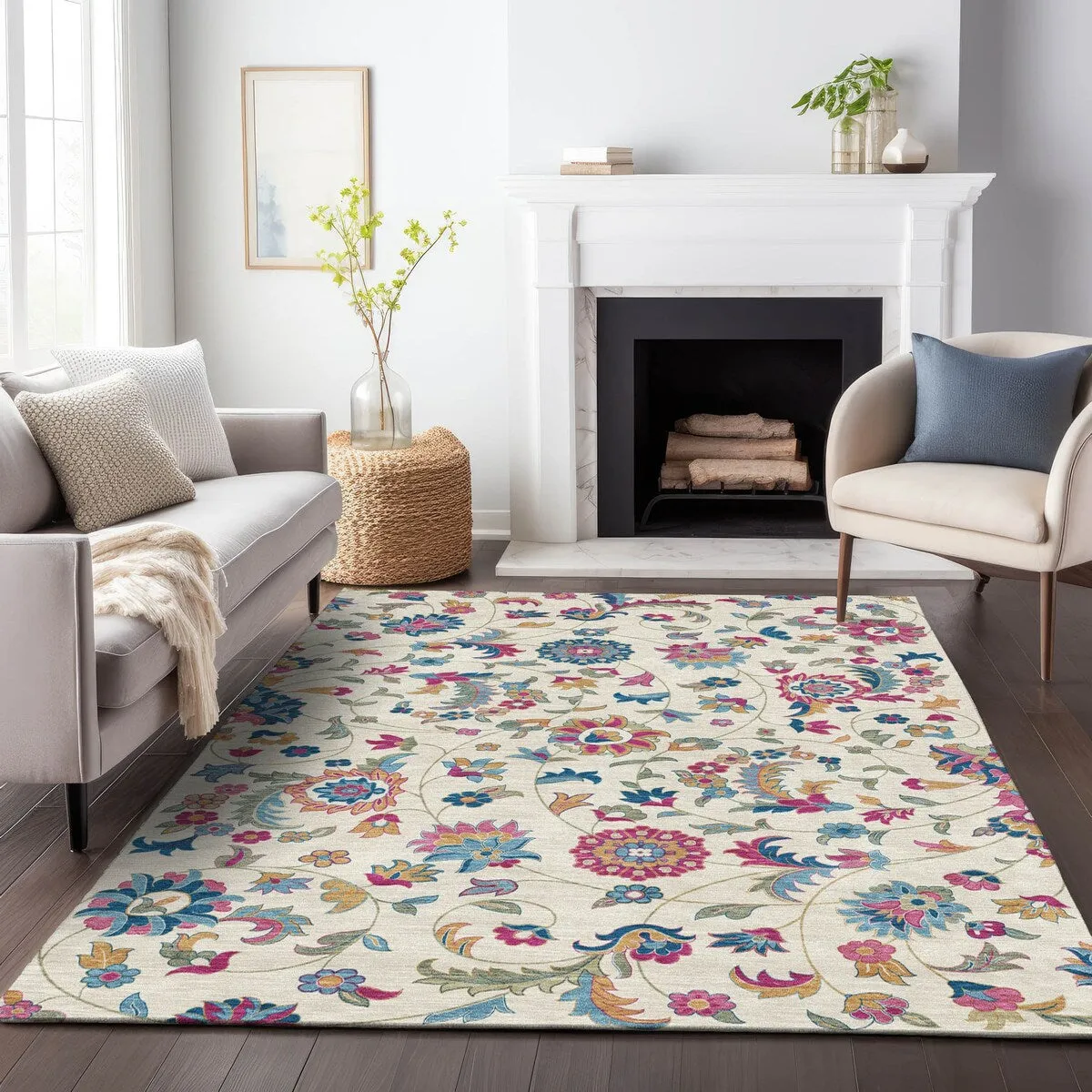 Machine Washable Indoor/ Outdoor Traditional Chantille Rug