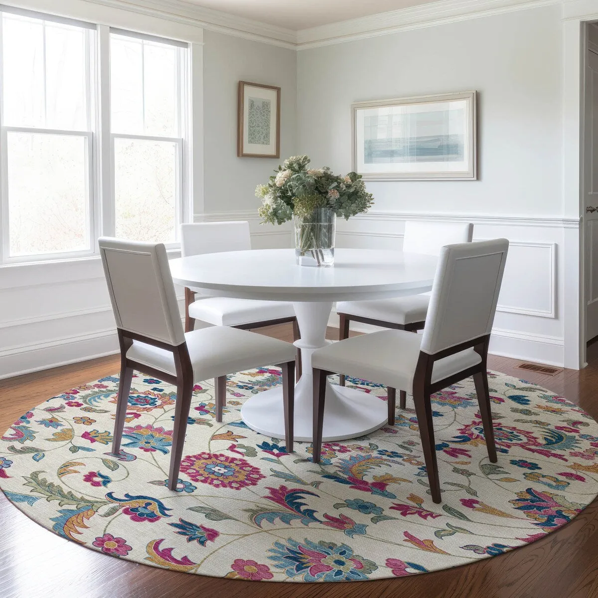 Machine Washable Indoor/ Outdoor Traditional Chantille Rug