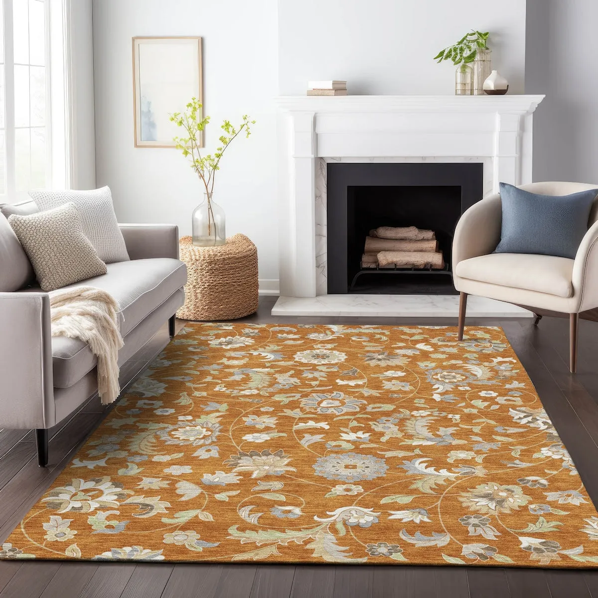 Machine Washable Indoor/ Outdoor Traditional Chantille Rug