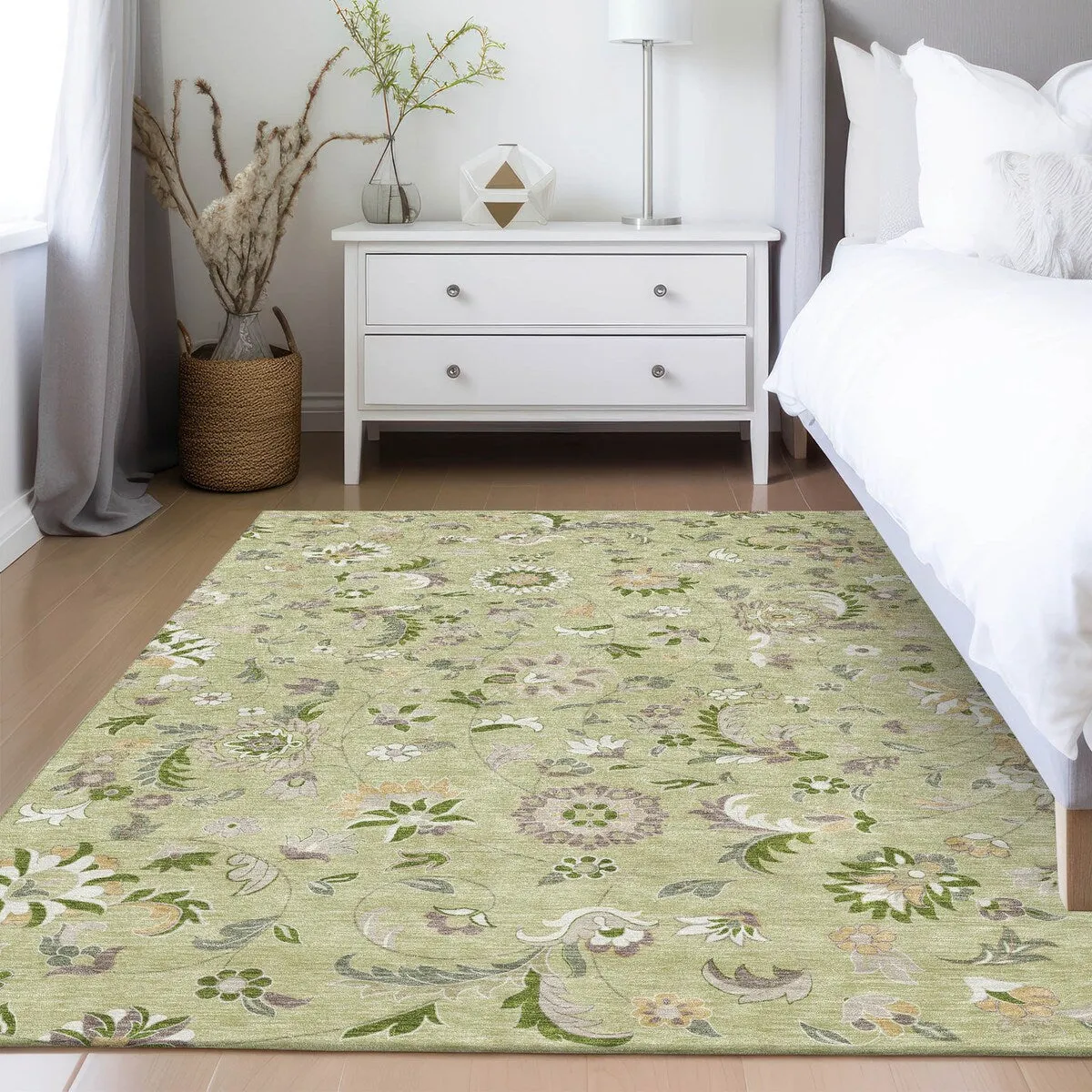 Machine Washable Indoor/ Outdoor Traditional Chantille Rug