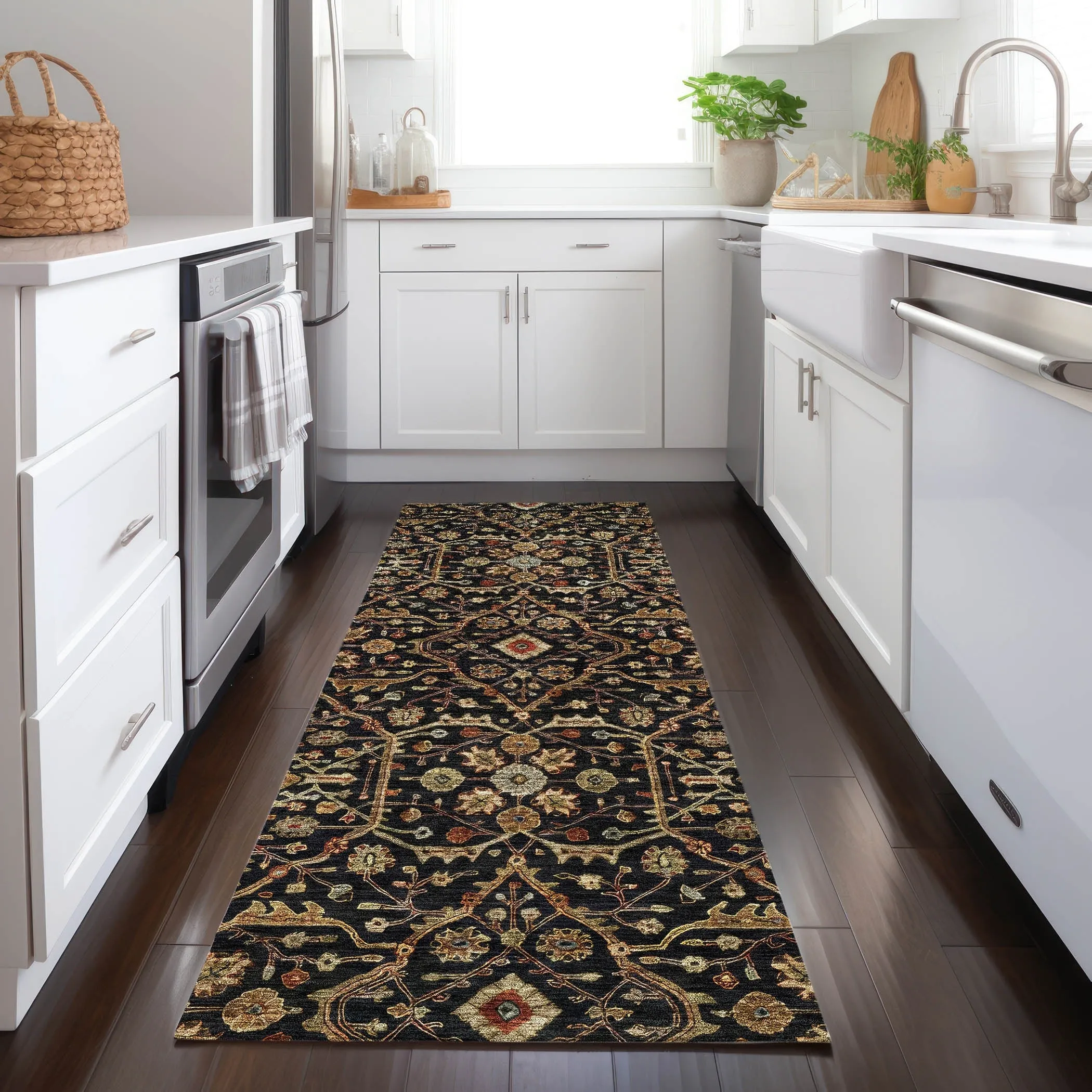 Machine Washable Indoor/ Outdoor Traditional Persian Chantille Rug