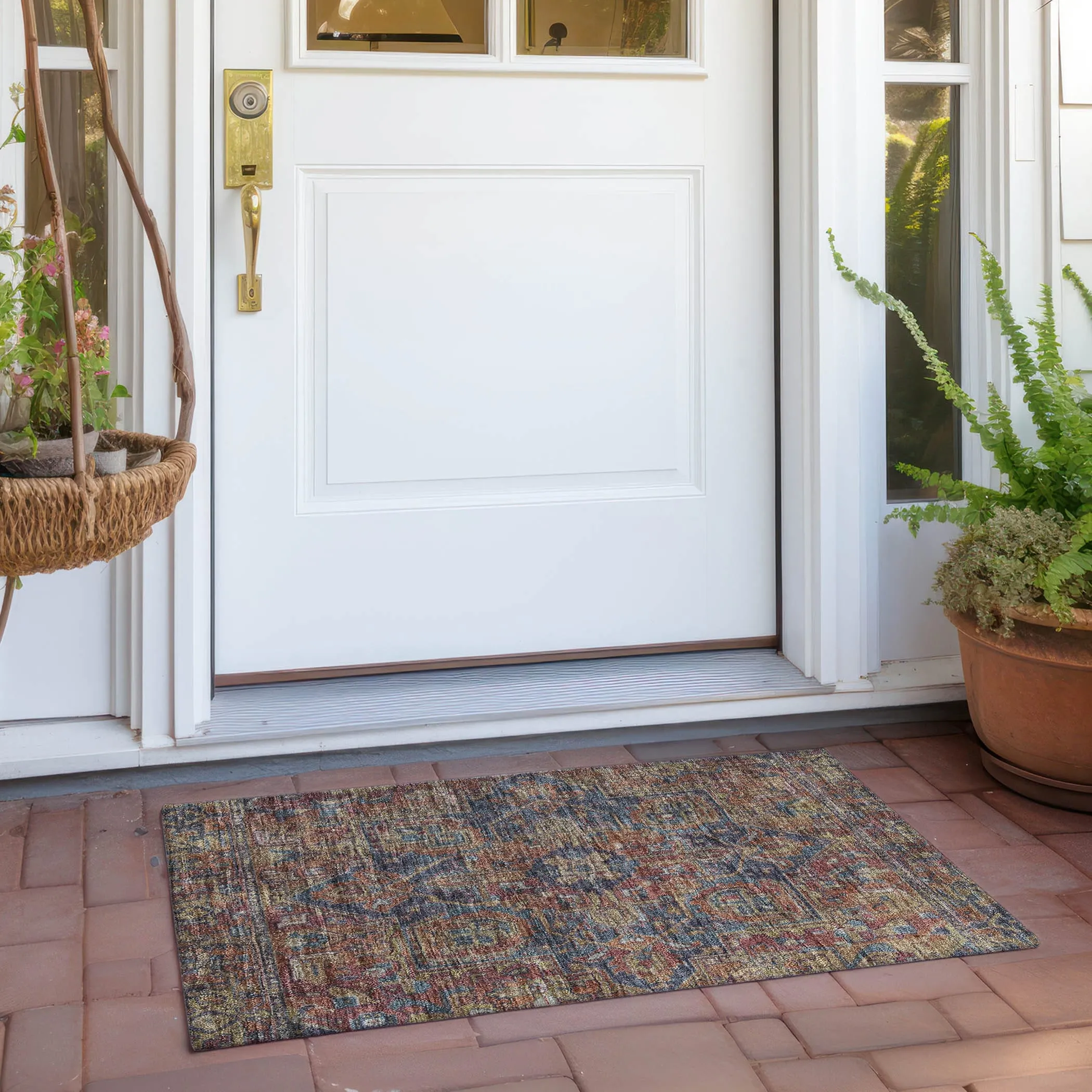 Machine Washable Indoor/ Outdoor Traditional Persian Chantille Rug