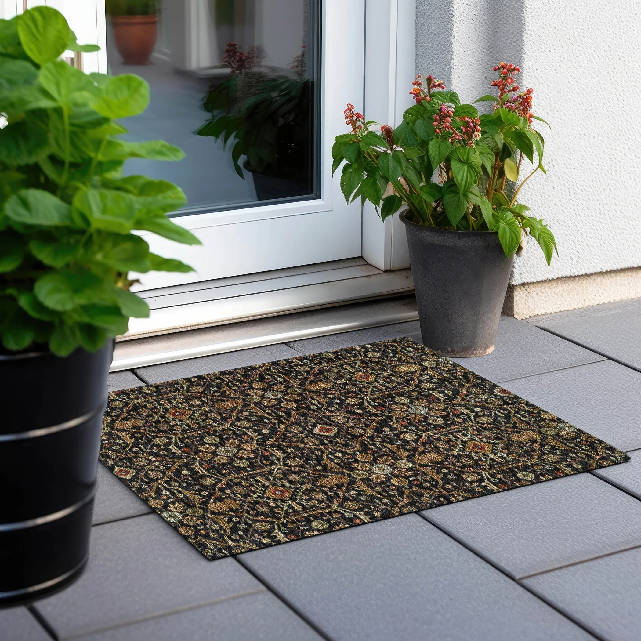 Machine Washable Indoor/ Outdoor Traditional Persian Chantille Rug