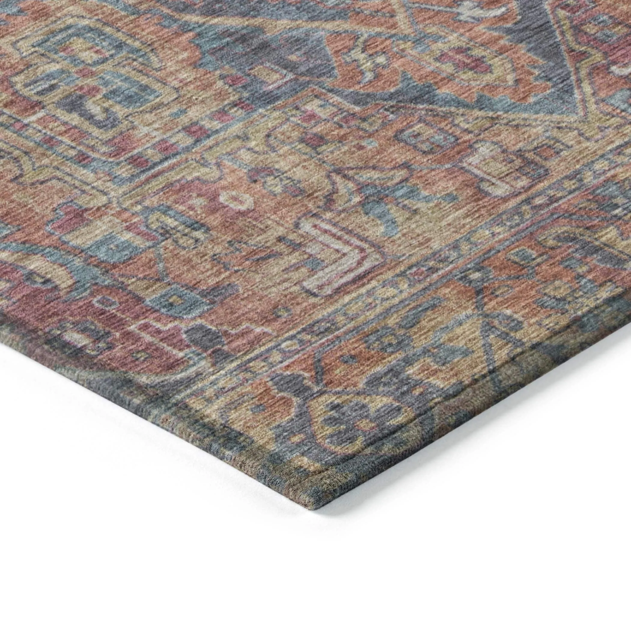 Machine Washable Indoor/ Outdoor Traditional Persian Chantille Rug