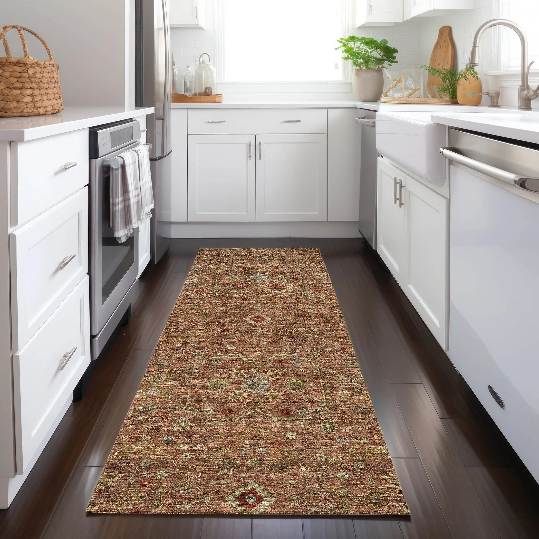 Machine Washable Indoor/ Outdoor Traditional Persian Chantille Rug