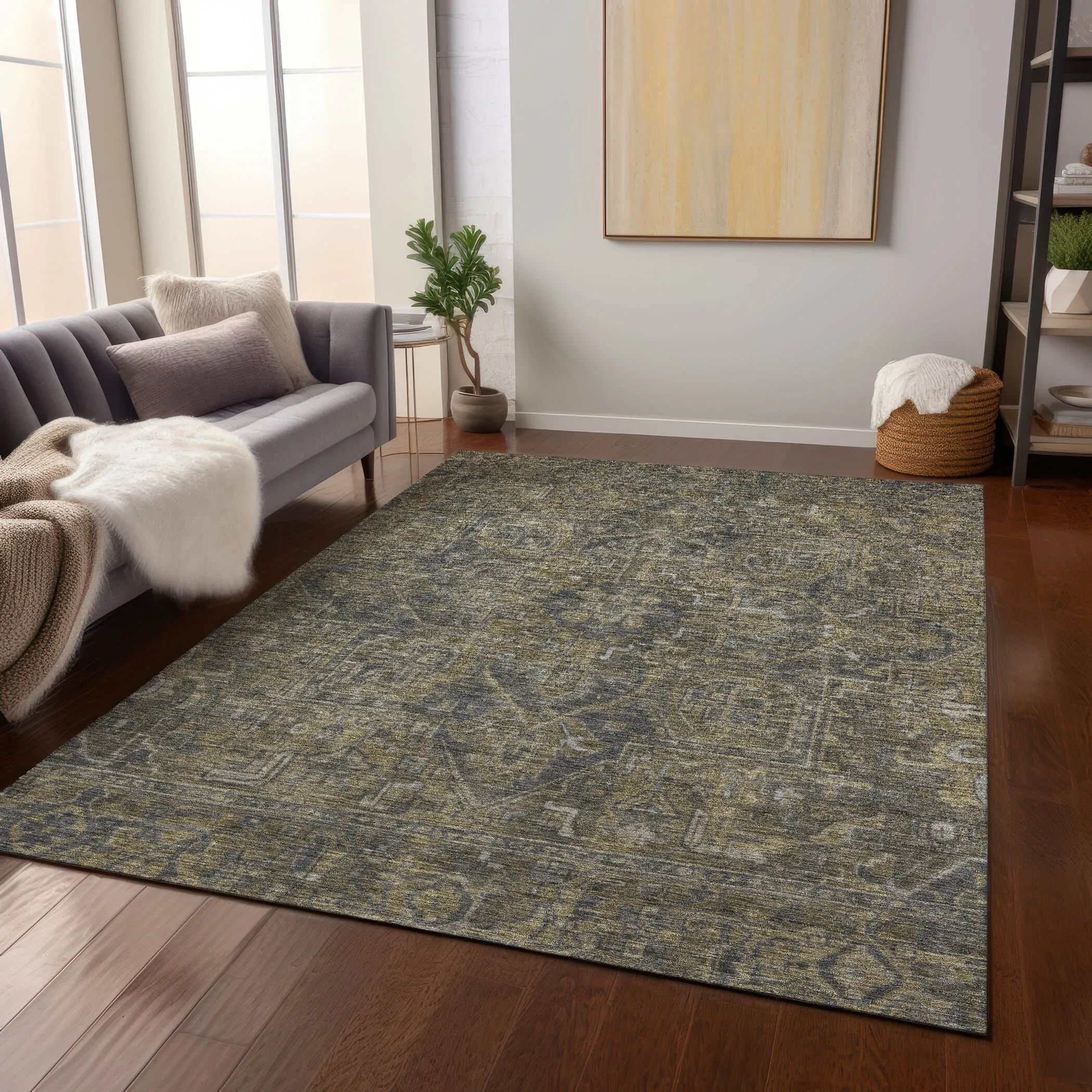 Machine Washable Indoor/ Outdoor Traditional Persian Chantille Rug
