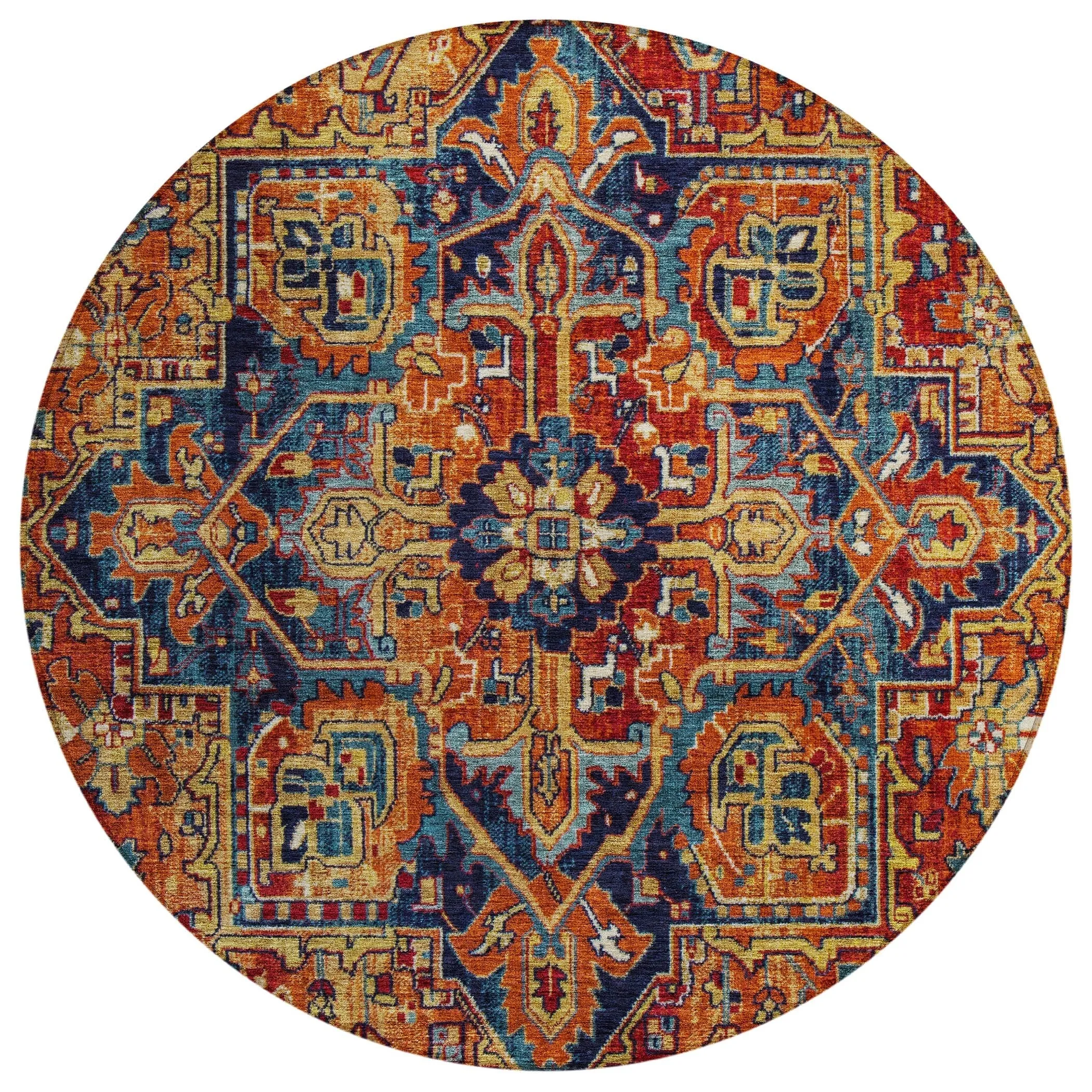 Machine Washable Indoor/ Outdoor Traditional Persian Chantille Rug