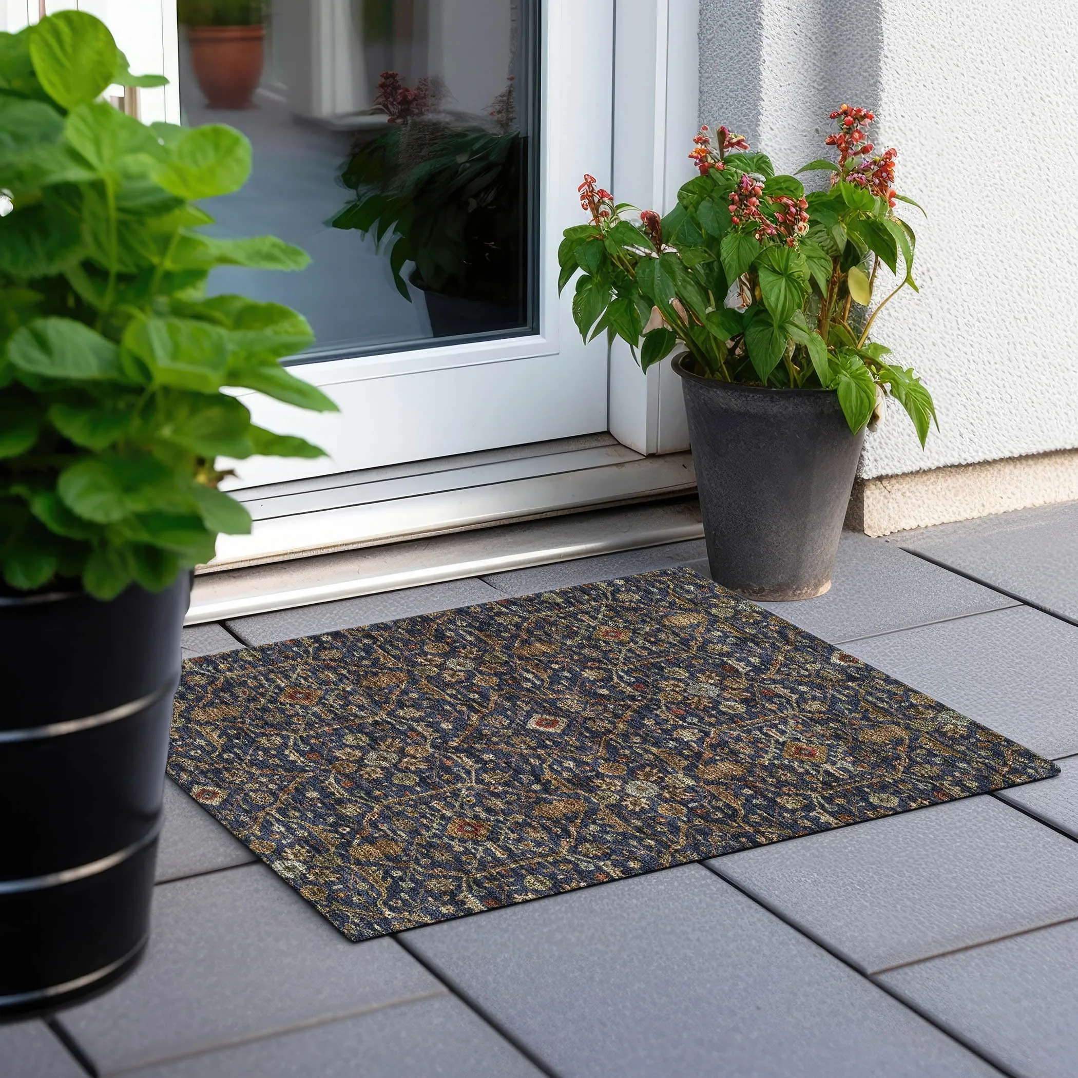 Machine Washable Indoor/ Outdoor Traditional Persian Chantille Rug