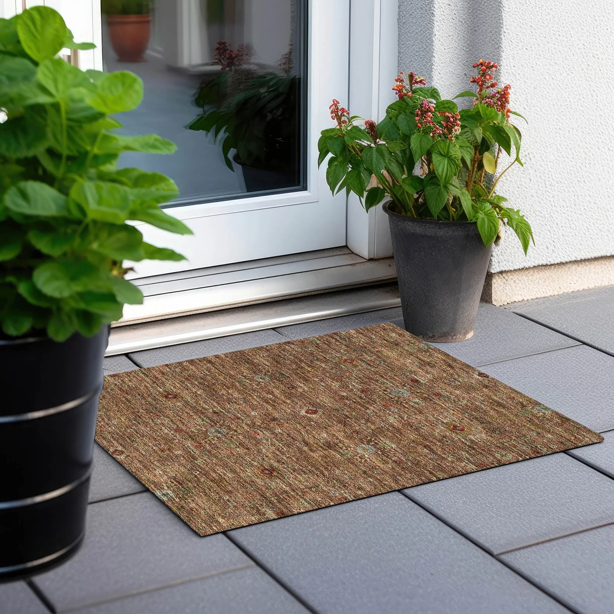 Machine Washable Indoor/ Outdoor Traditional Persian Chantille Rug